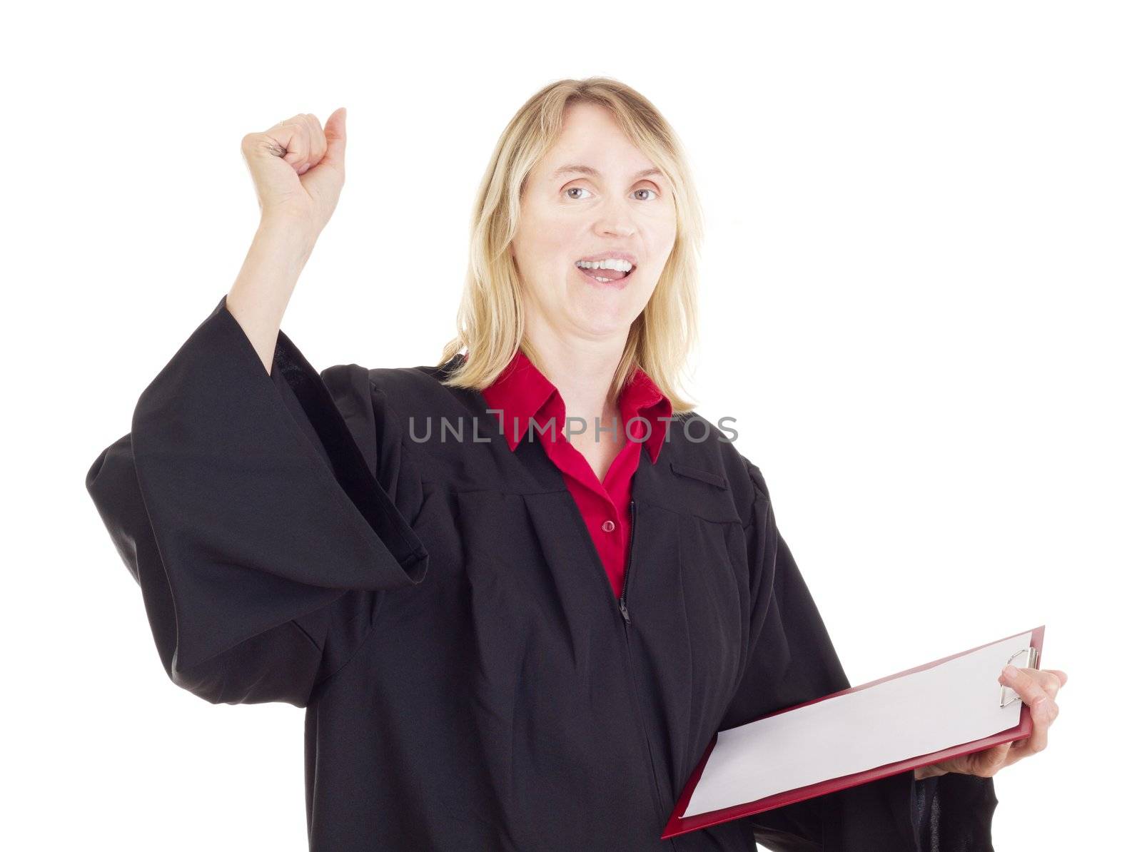 Lawyer with red clipboard