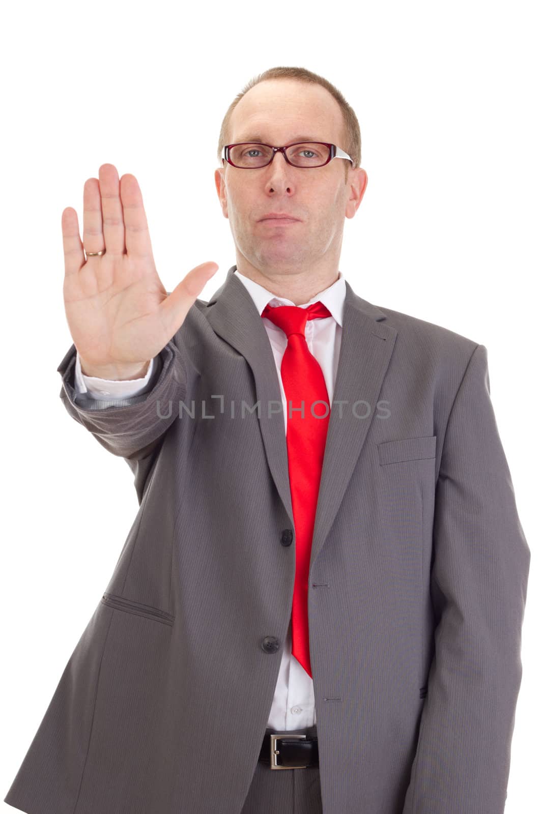 Businessman showing stop