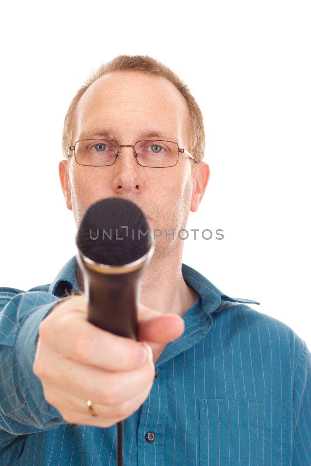 Business person with microphone