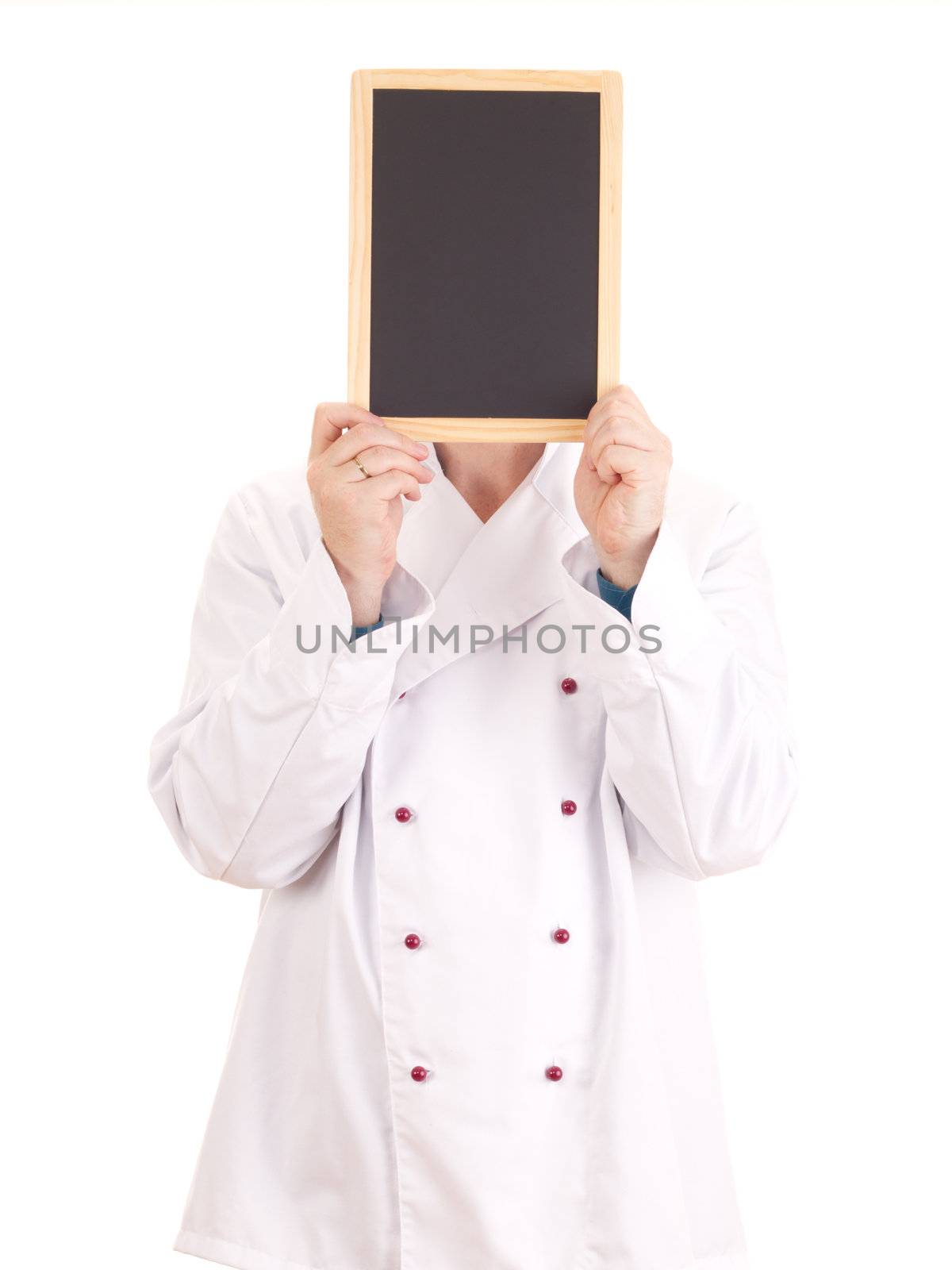 Cook with blackboard