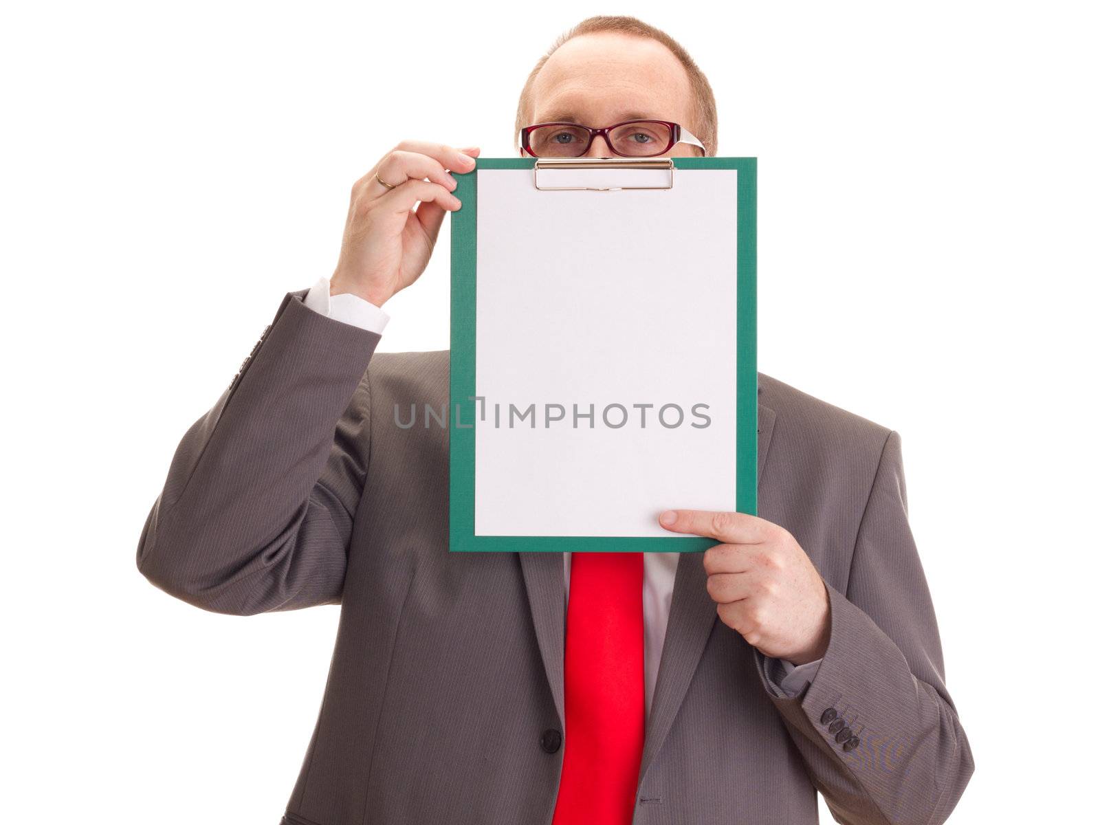 Businessman with clipboard