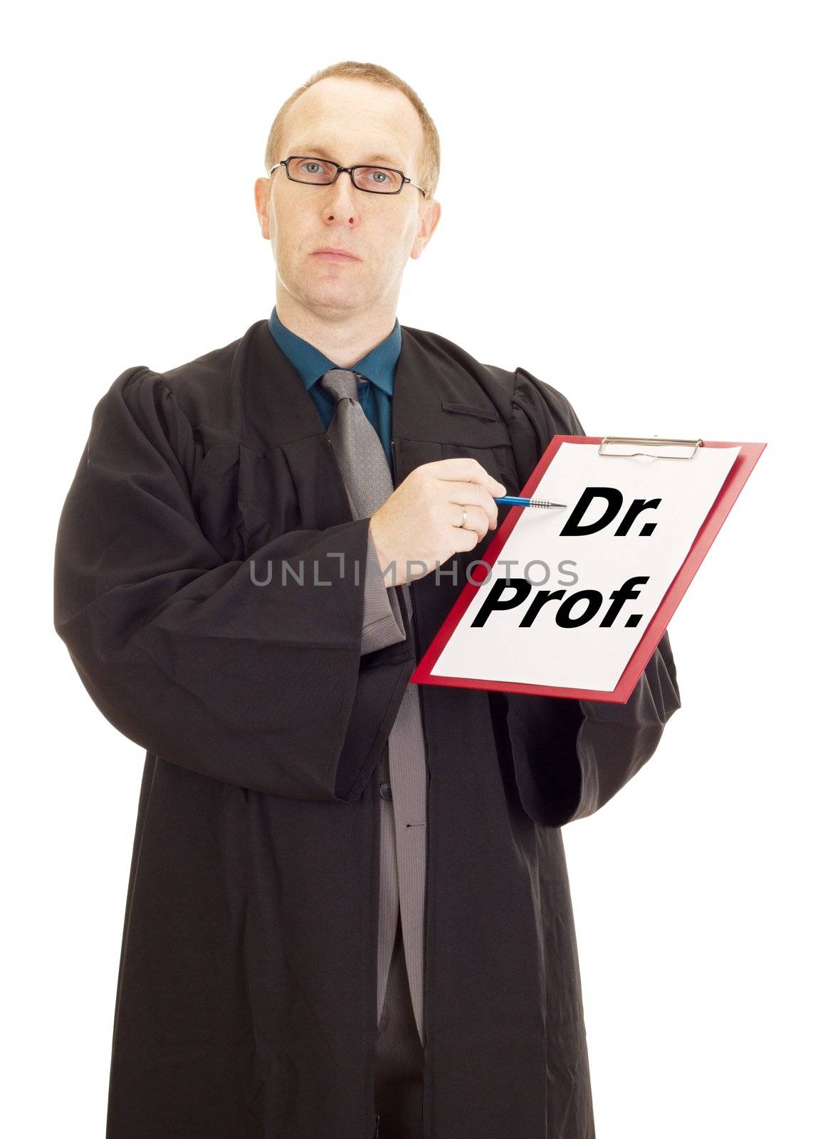 Lawyer showing something on clipboard
