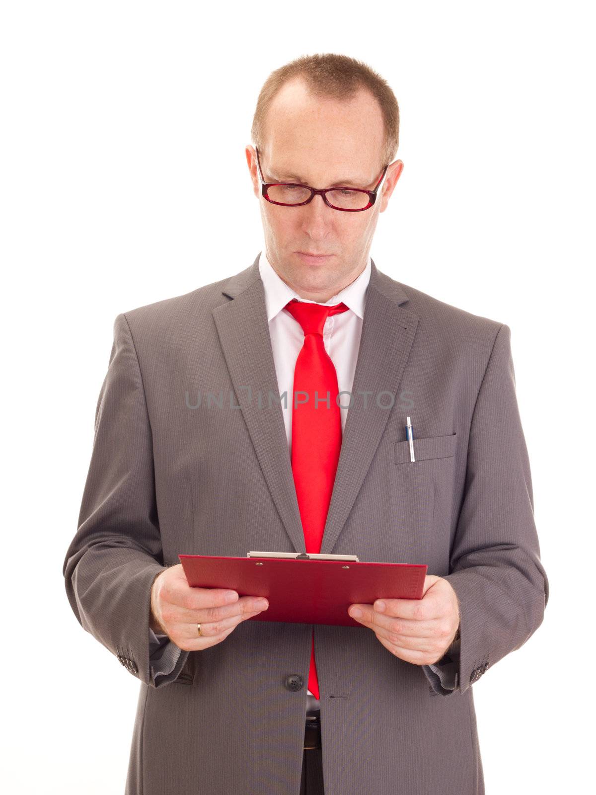 Businessman with clipboard
