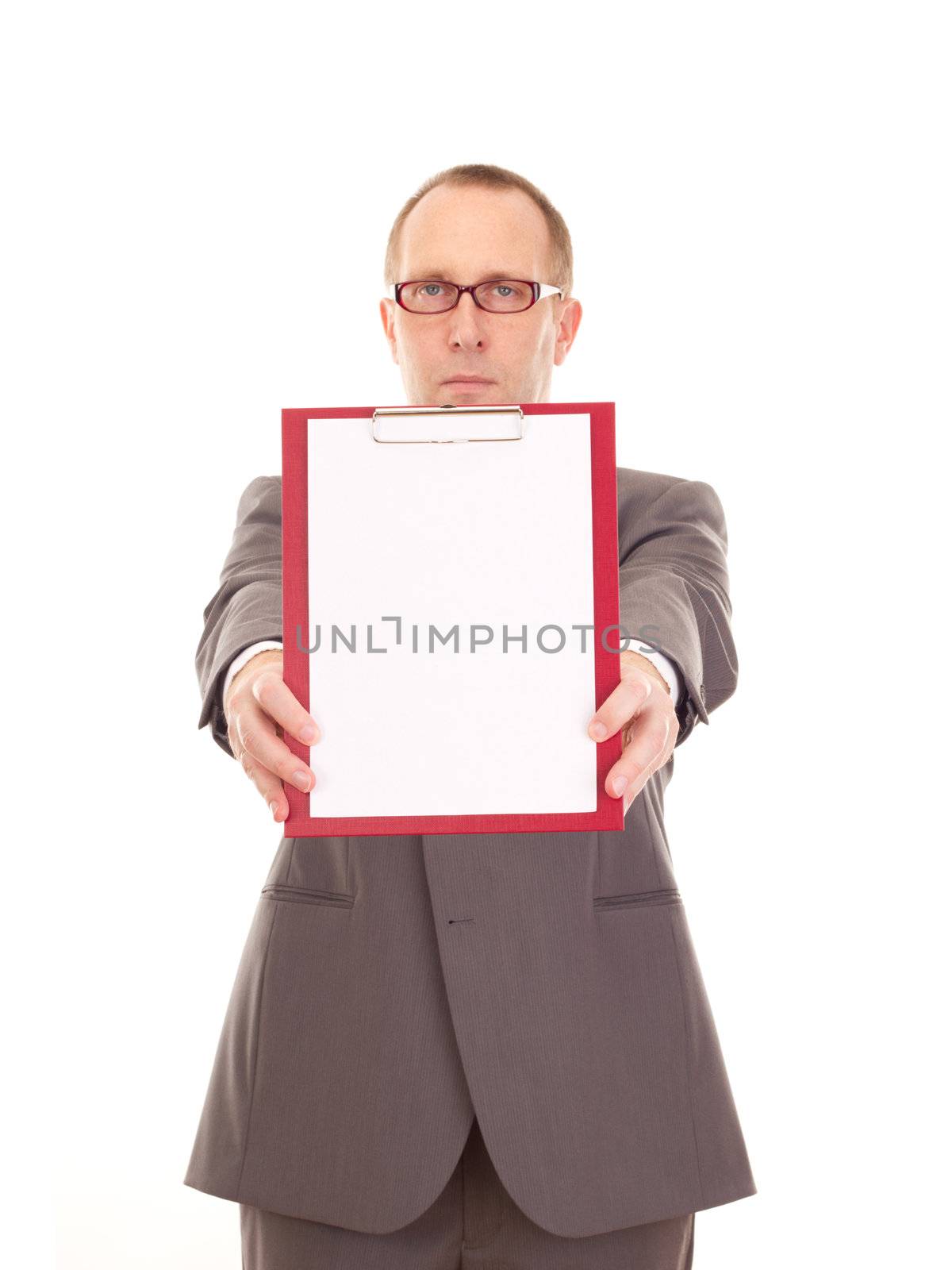 Businessman with clipboard