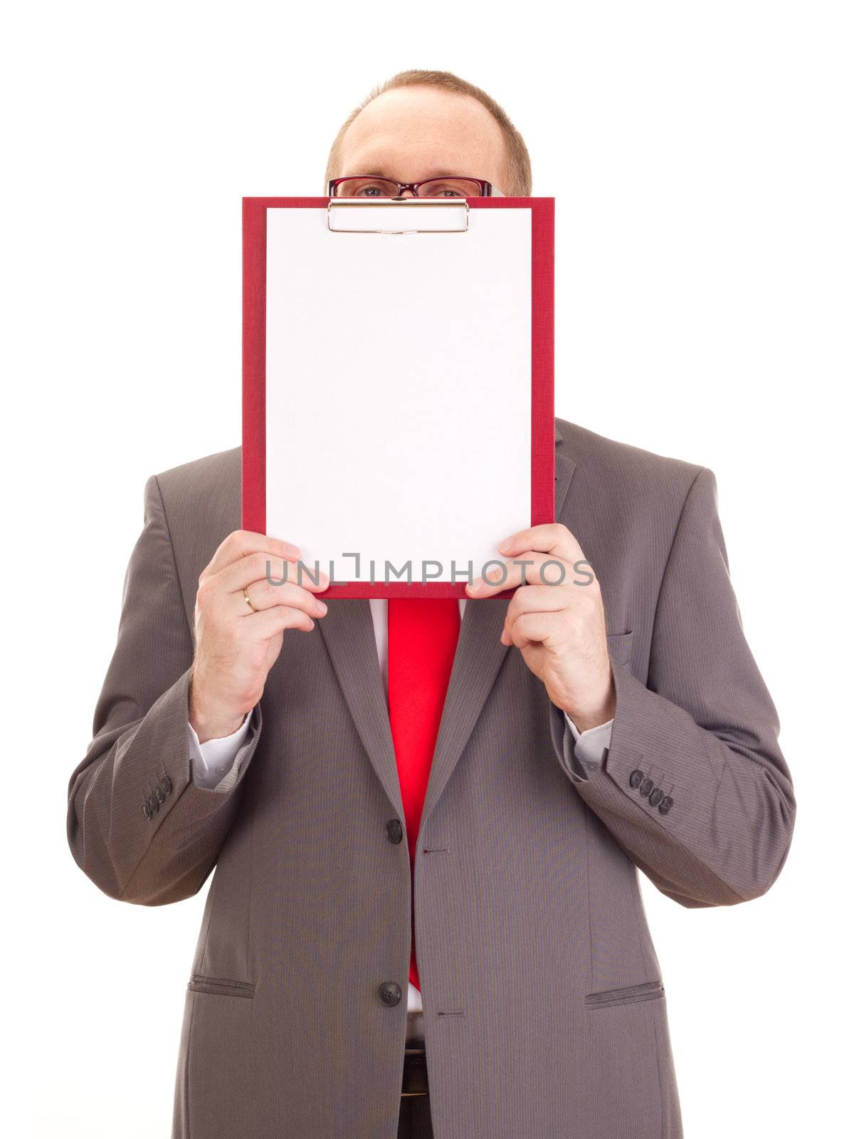 Businessman with clipboard