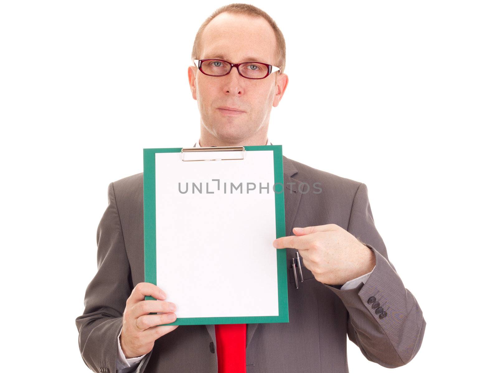 Businessman with clipboard