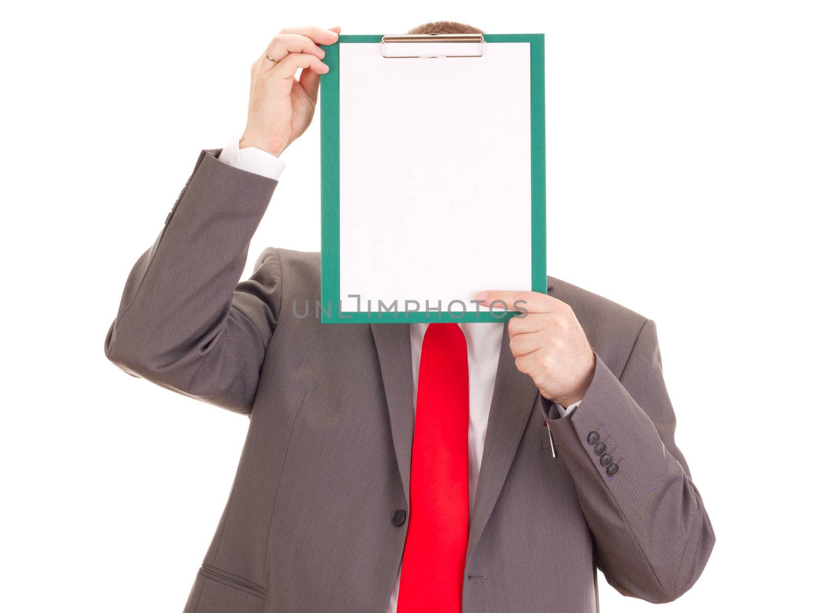 Businessman with clipboard