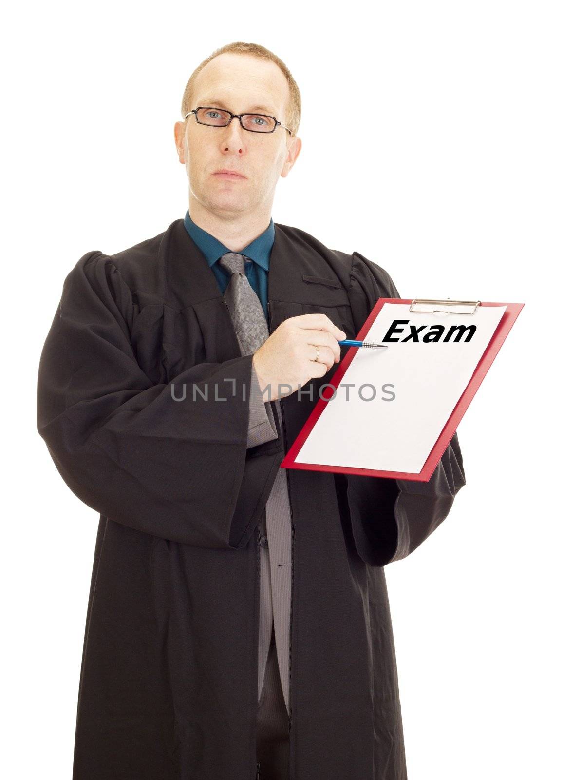 Lawyer showing something on clipboard