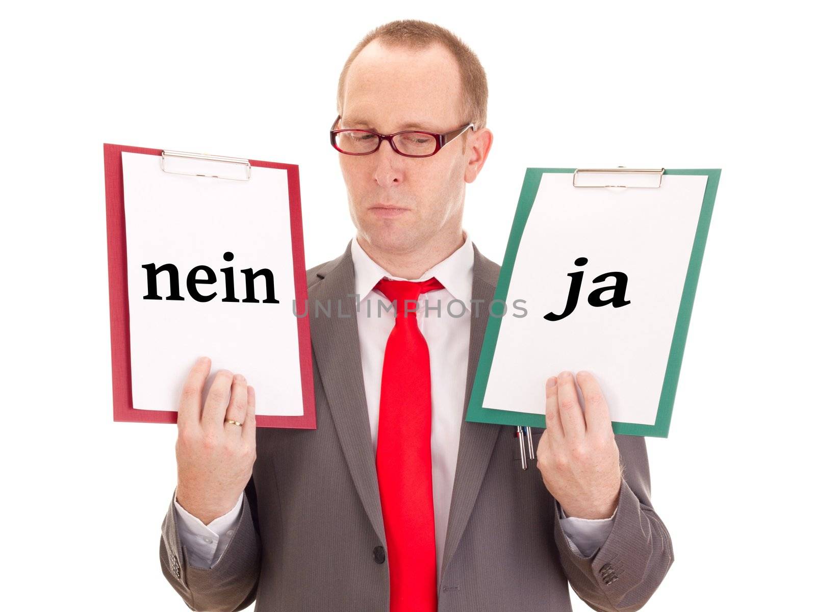 Businessman with clipboards