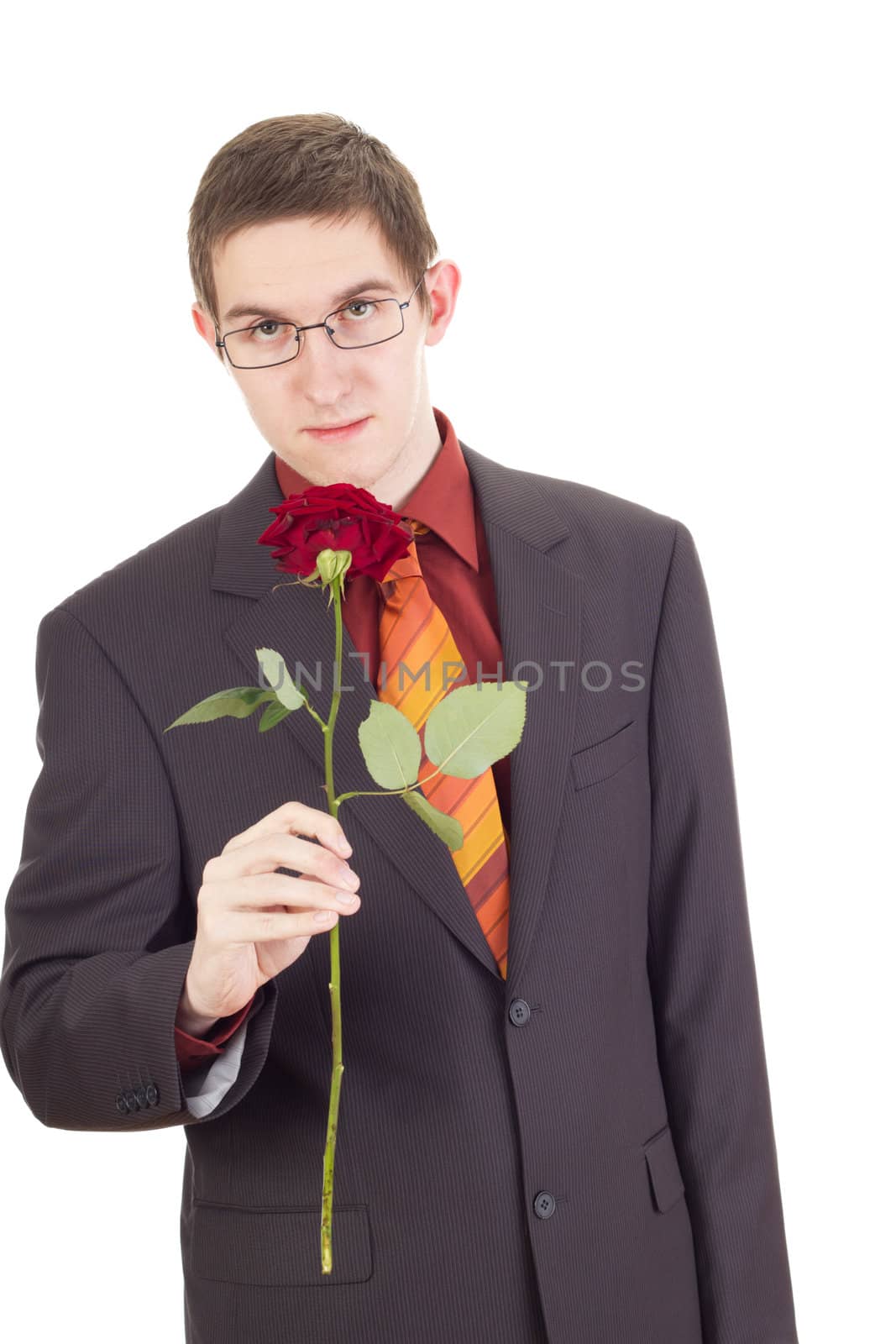 Young man with a rose