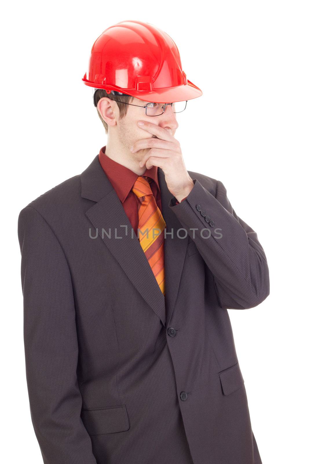 Young businessman with hard hat