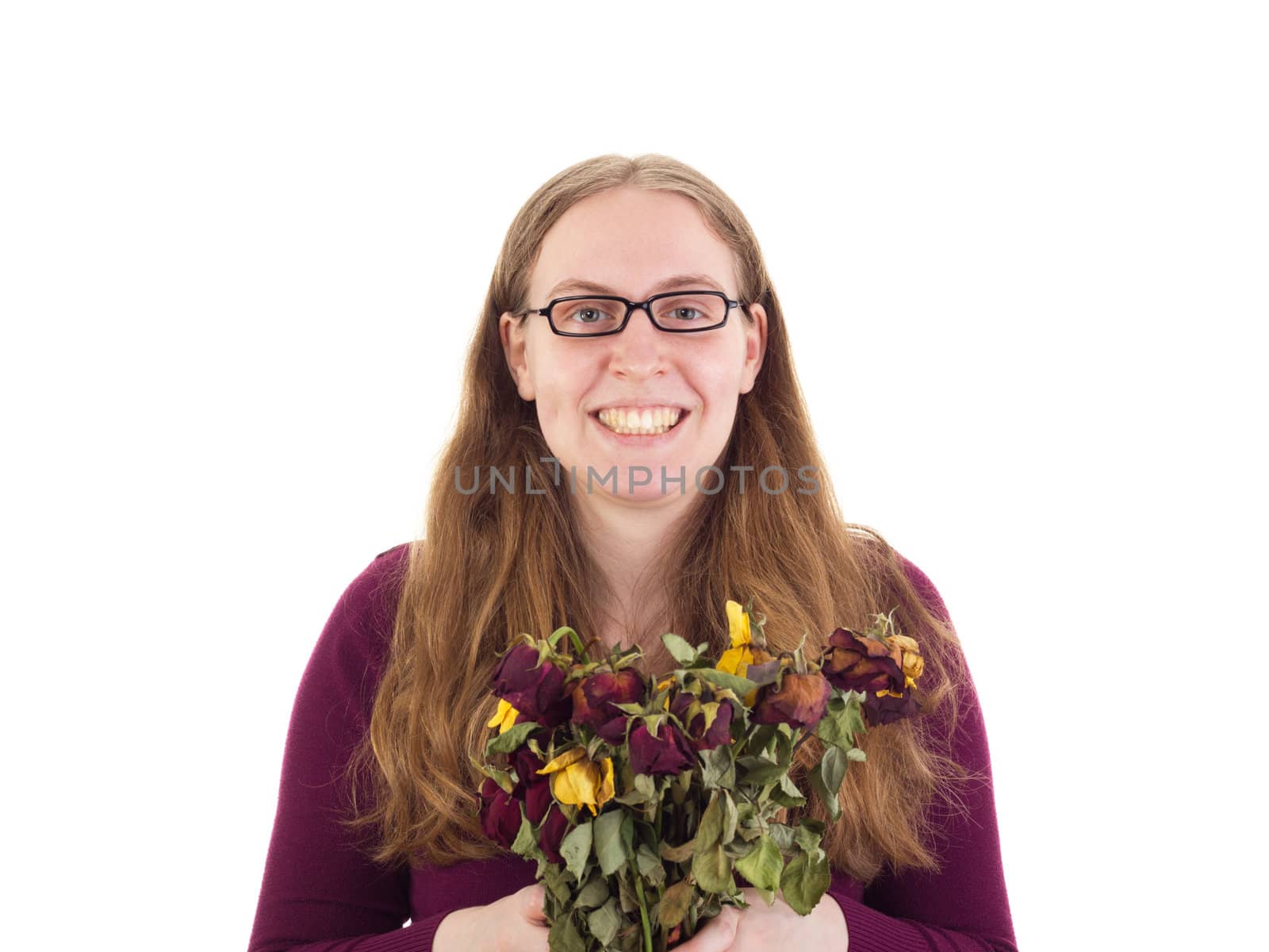 Woman with dried roses