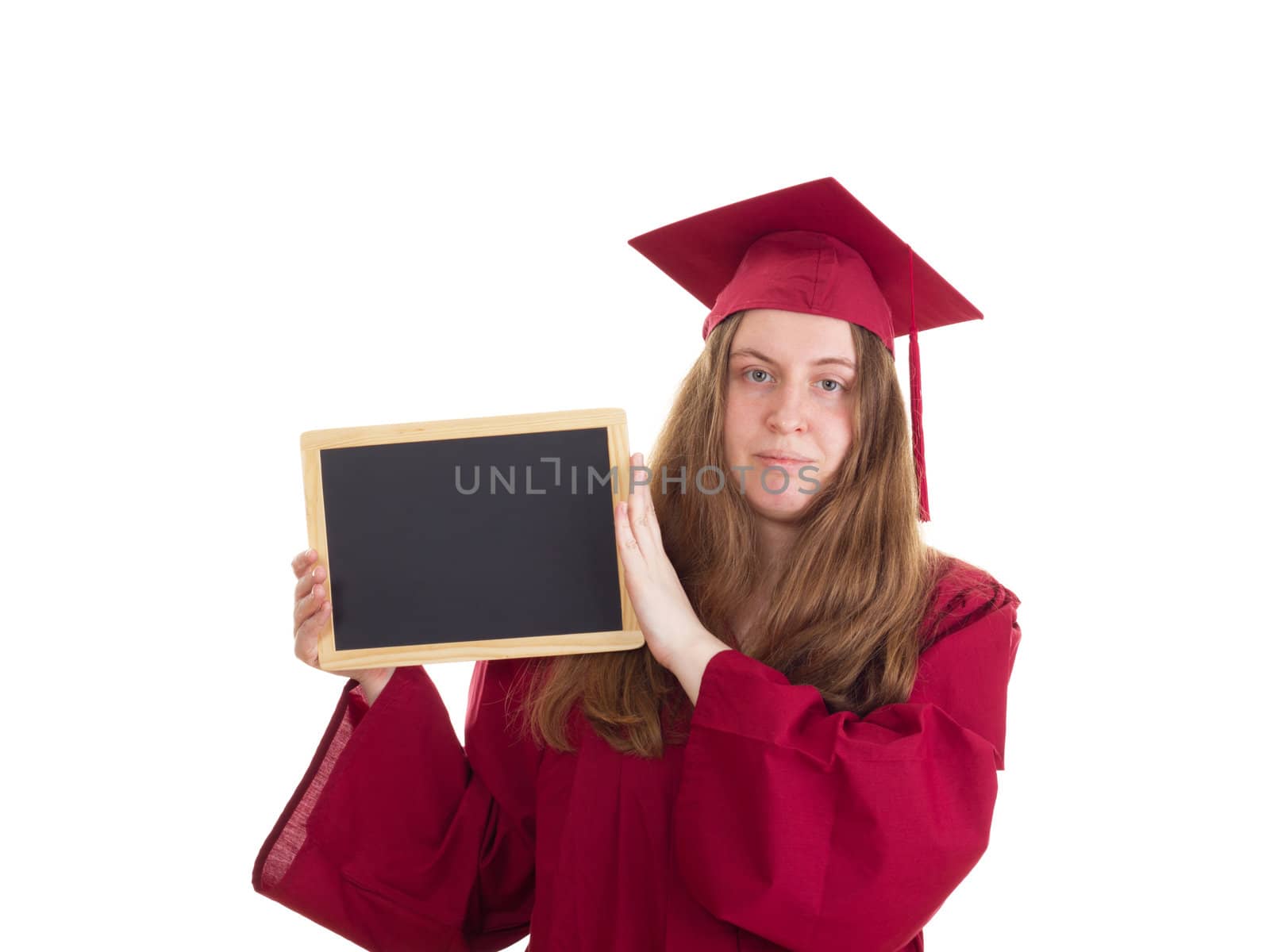 Female student with blackboard