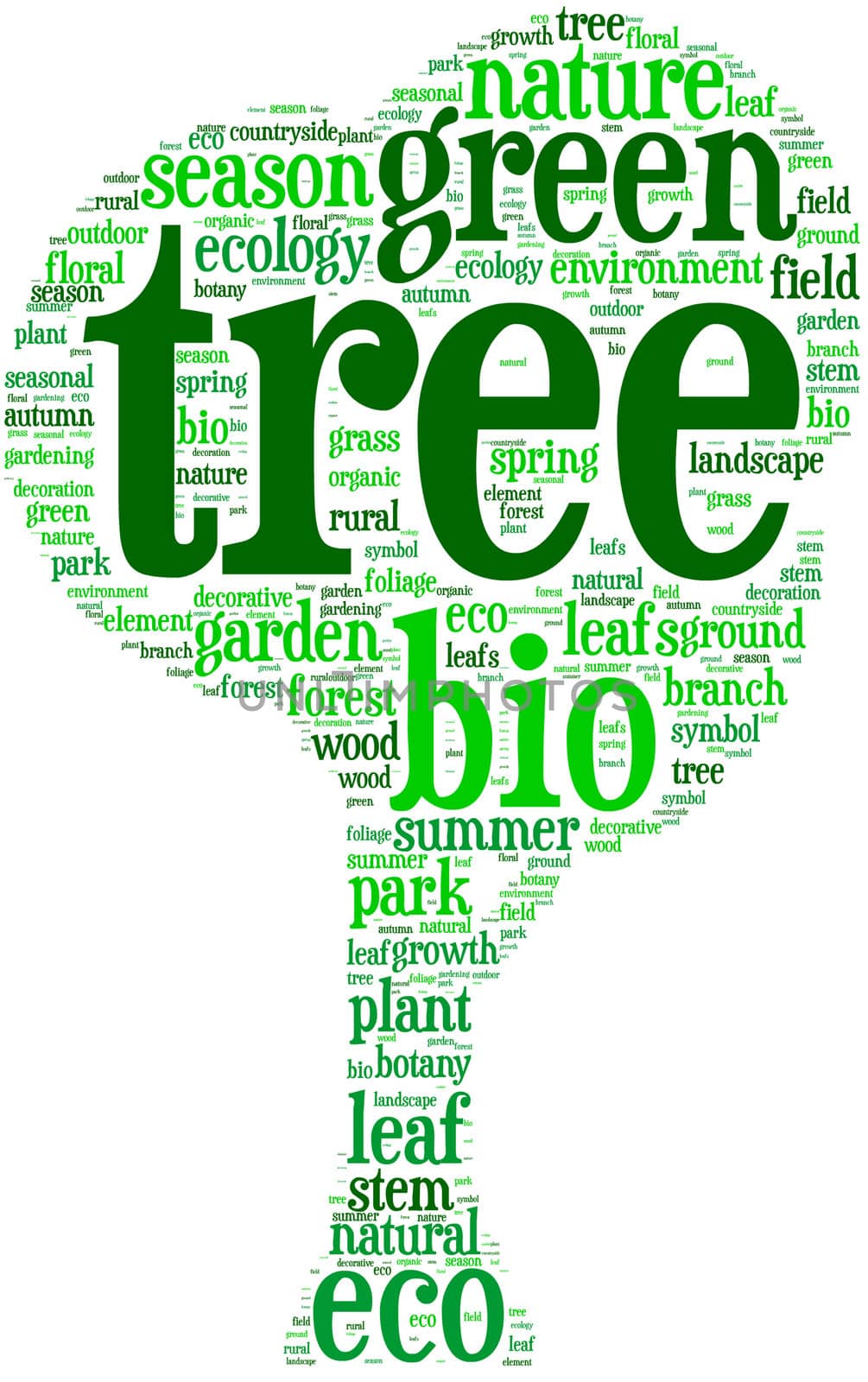 Tree shaped tag cloud - nature concept illustration