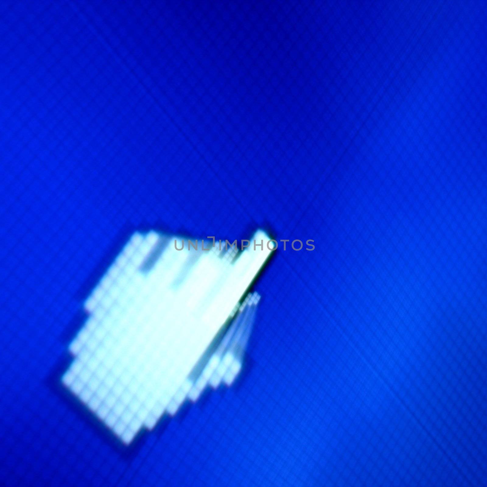 finger corsor on blue pixel screen