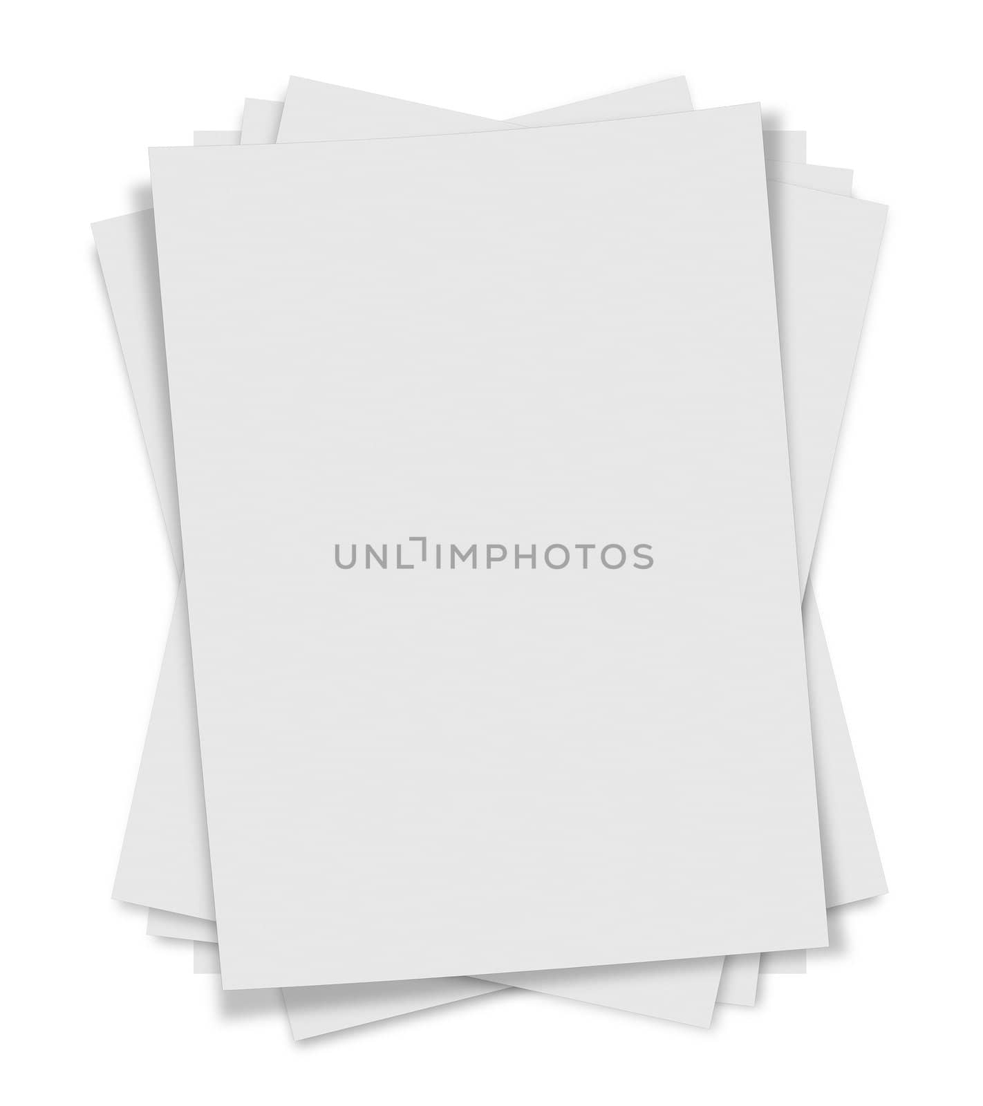 close up of stack of papers on white background by Zhukow