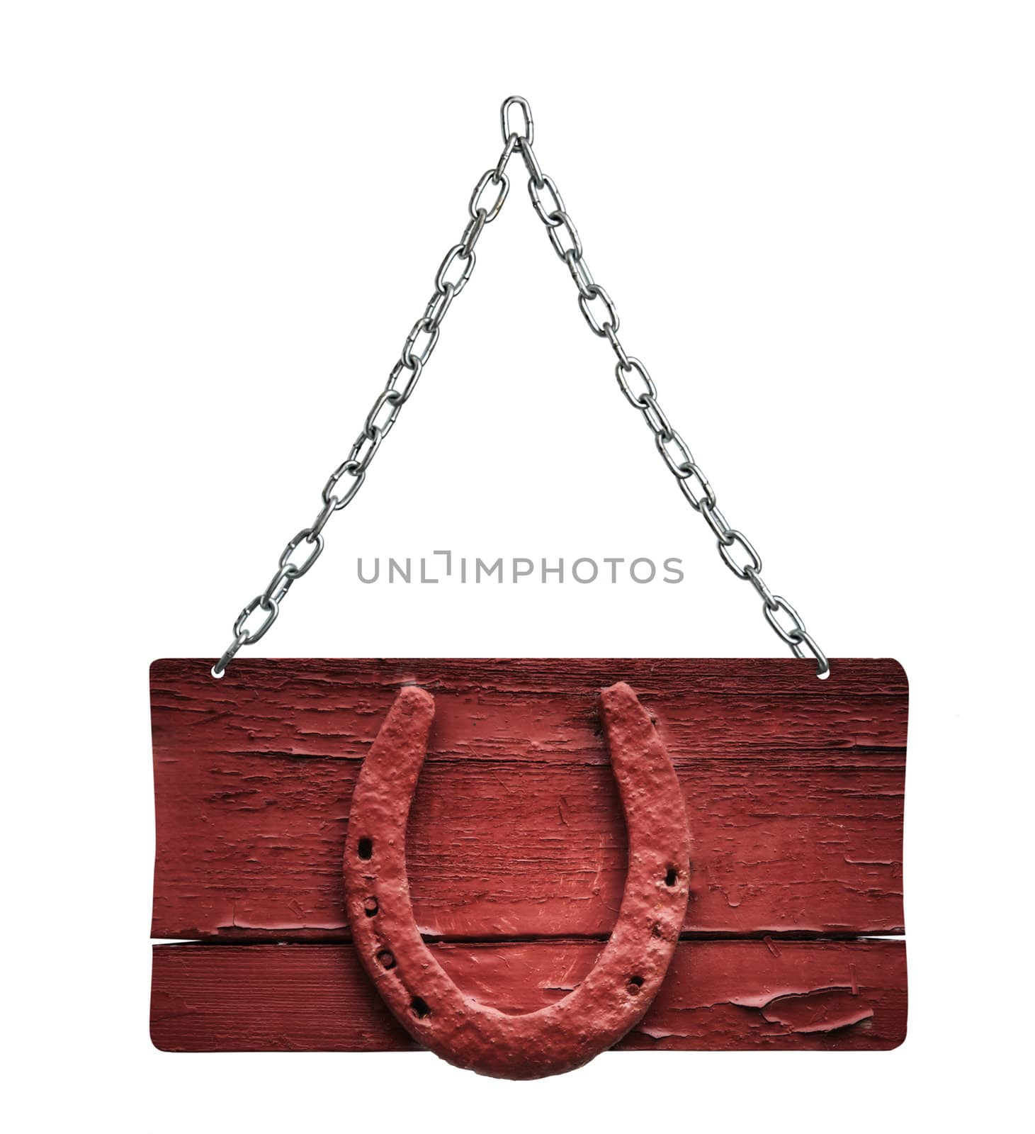  wooden sign and chain on white background by Zhukow