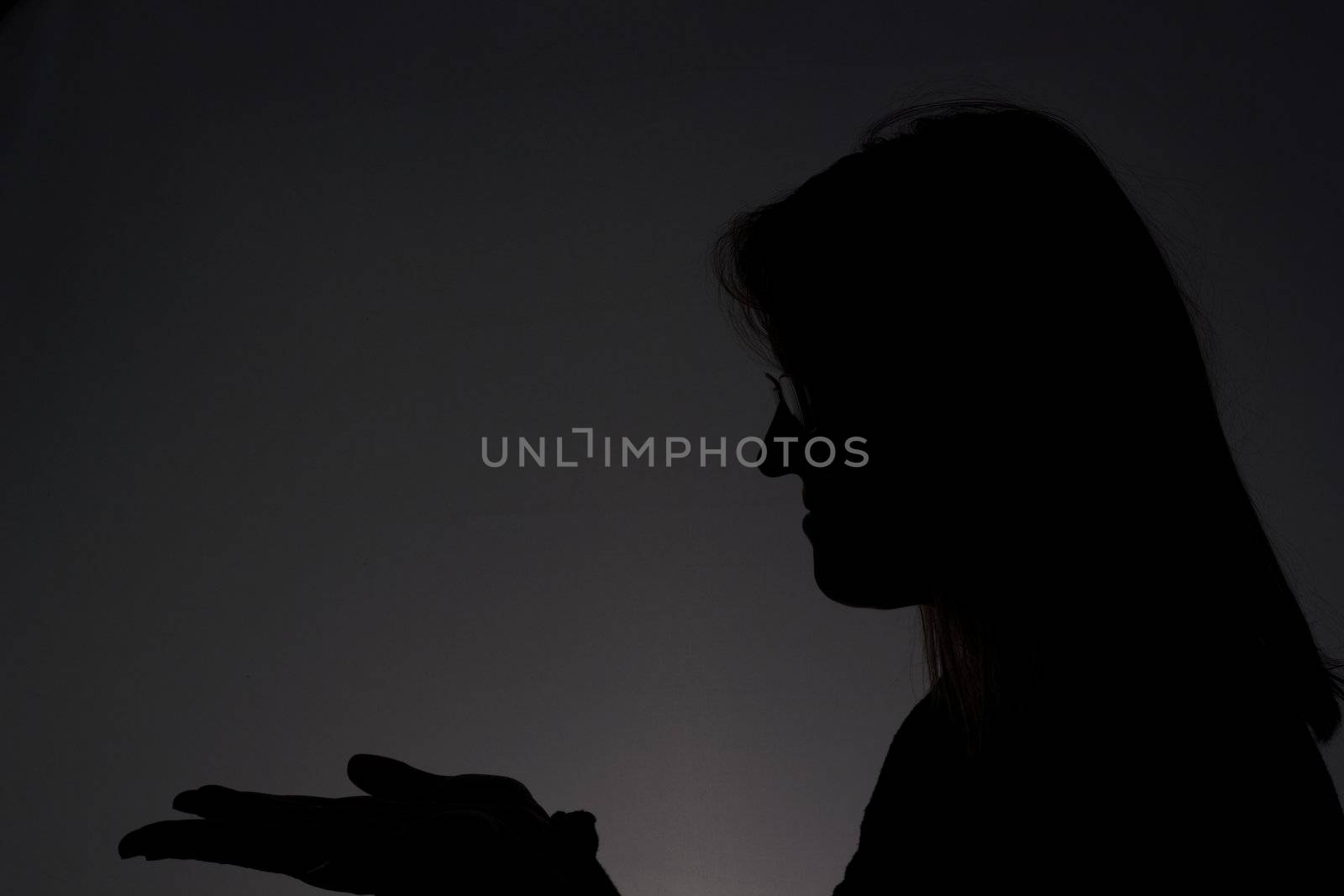 Woman showing something