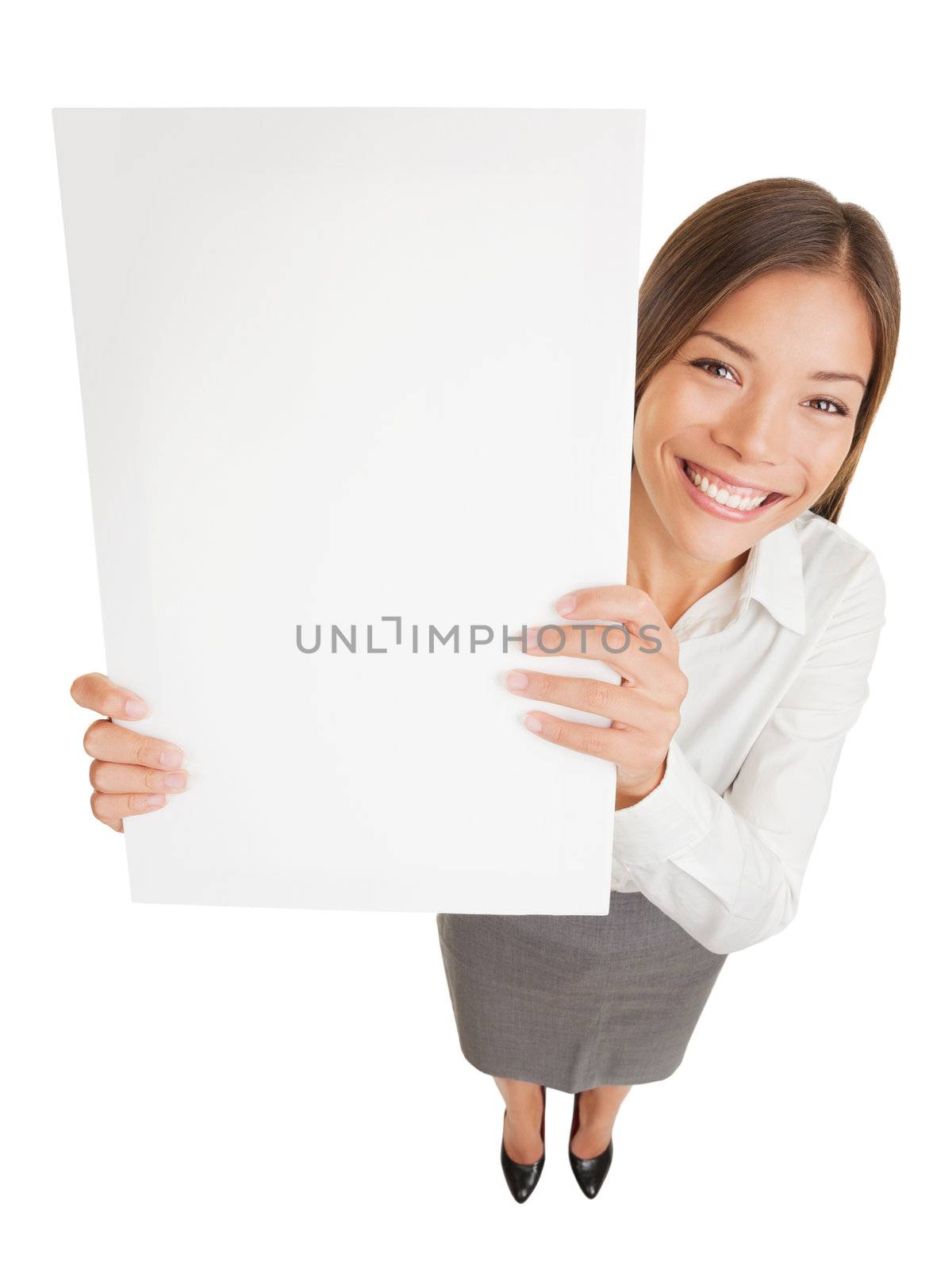 Poster sign woman showing blank placard by Maridav