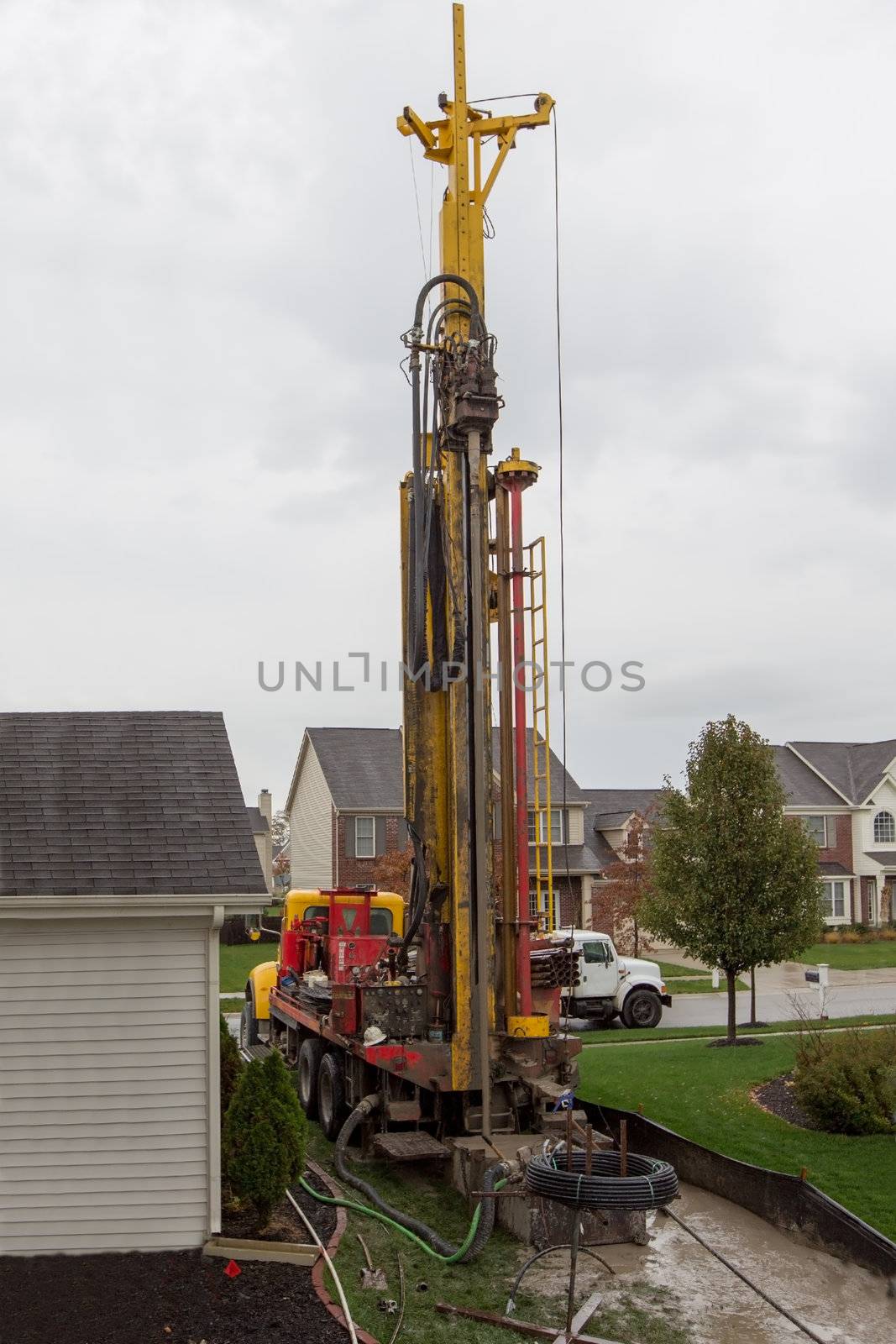 Geothermal heat system in the neighborhood in a tight spot.