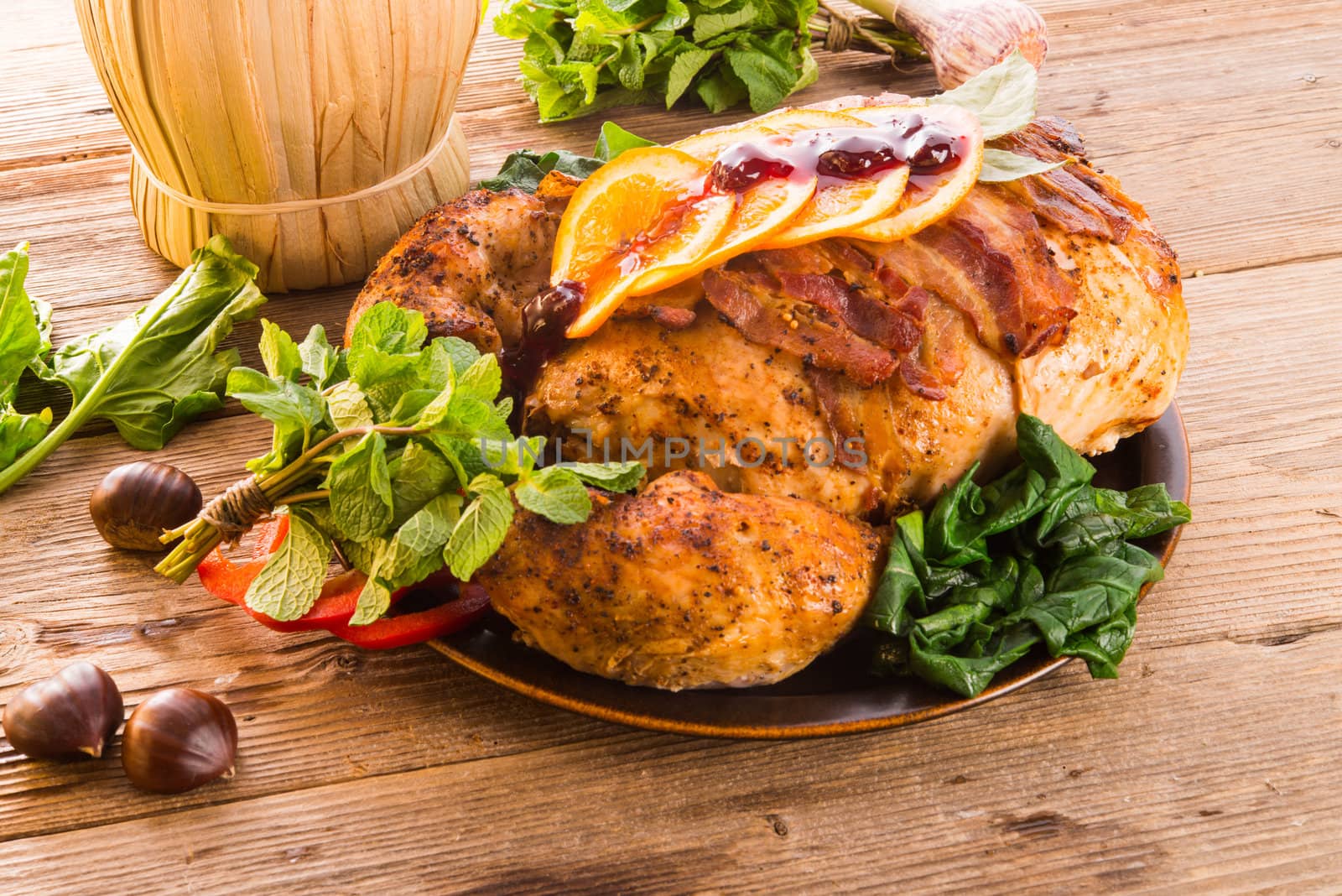 baked turkey with chestnut filling and orange by Darius.Dzinnik