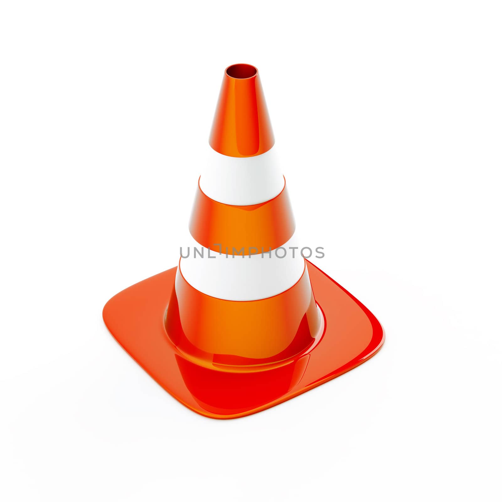 Cone pin of the red-white color used in construction on road by Serp