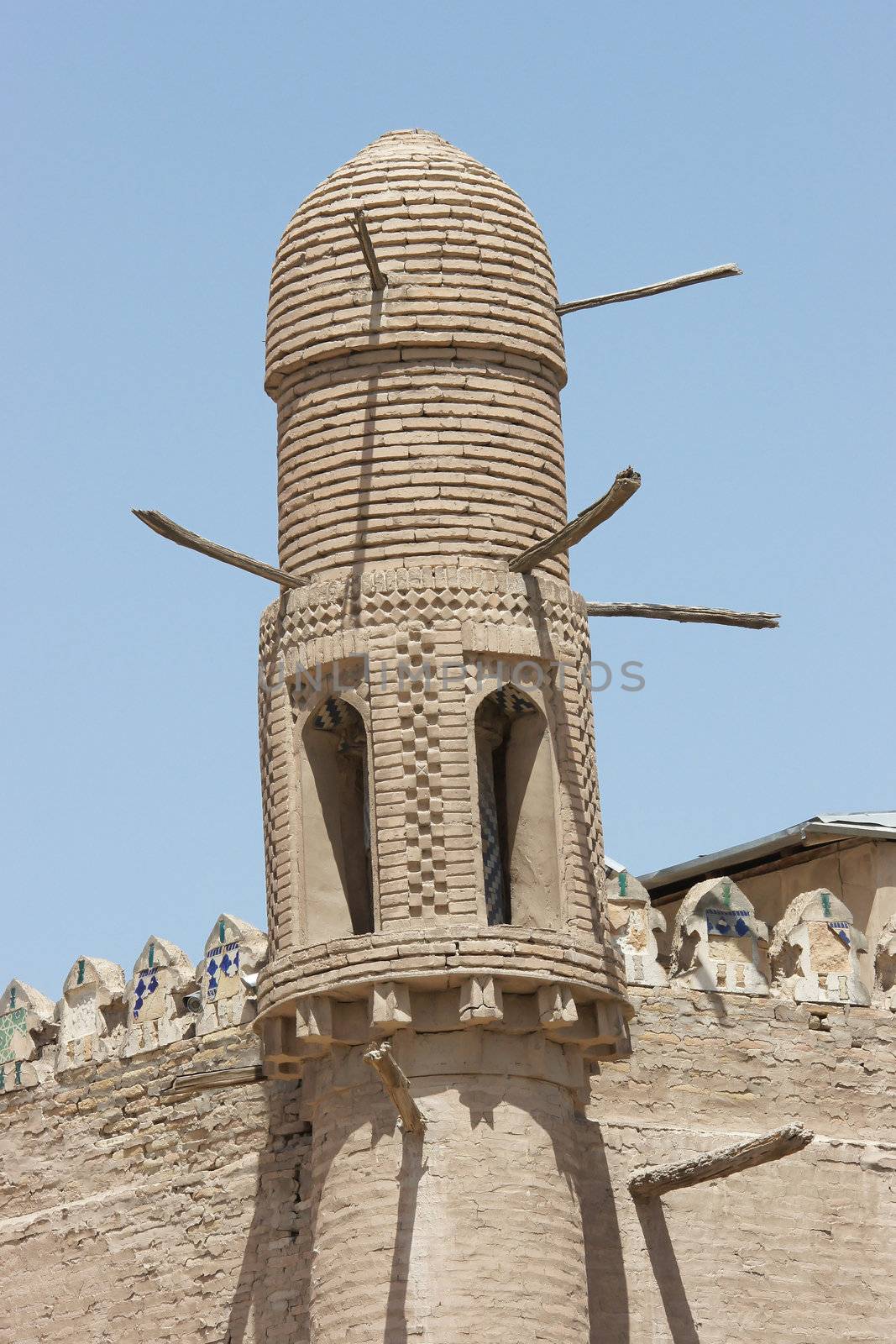 Close-up to a ancient building of Khiva, silk road, Uzbekistan