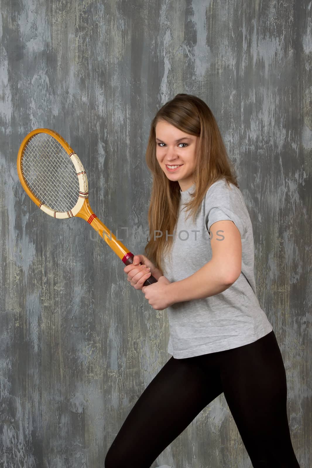  girl with tennis racket by victosha