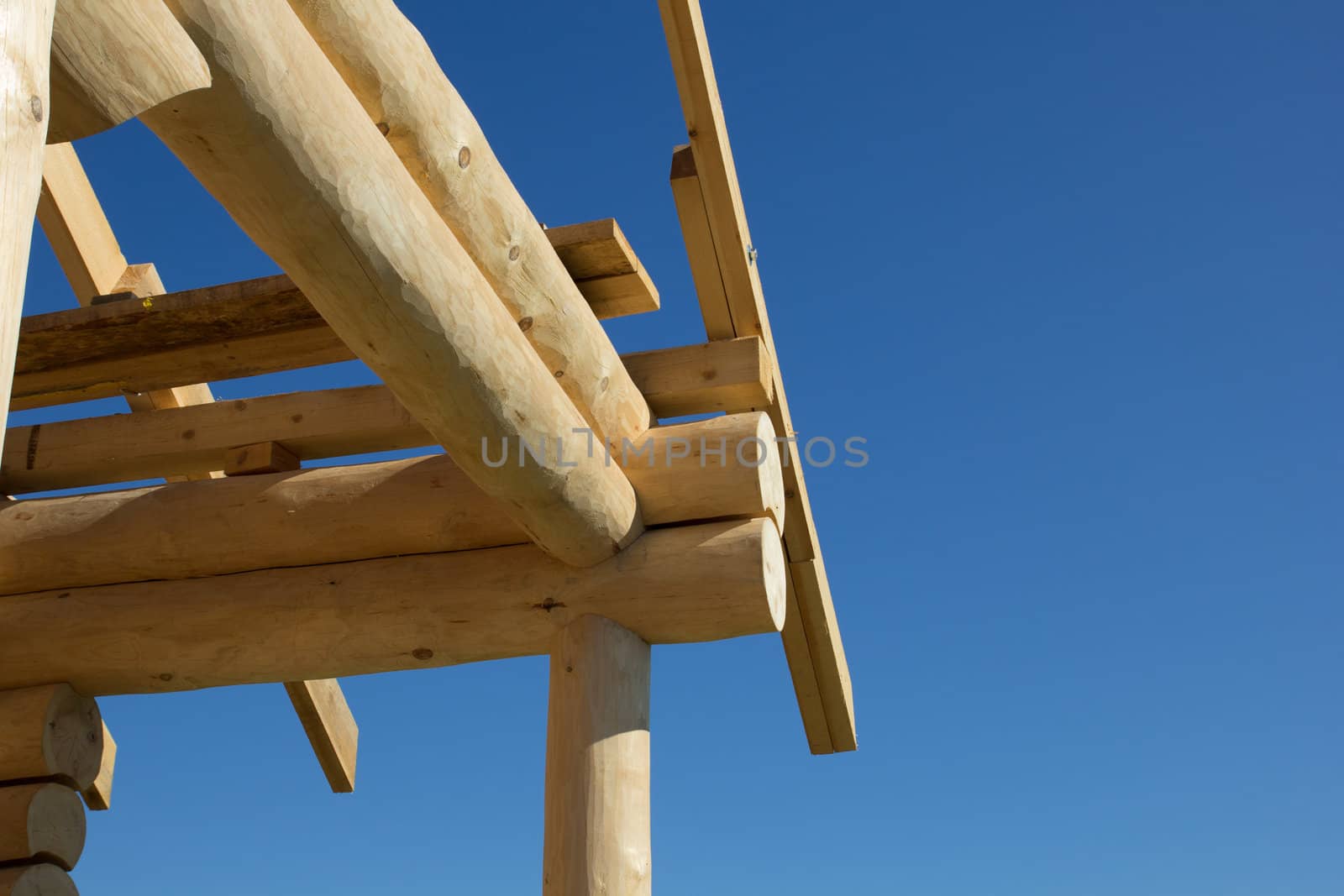 house made from logs roof detail