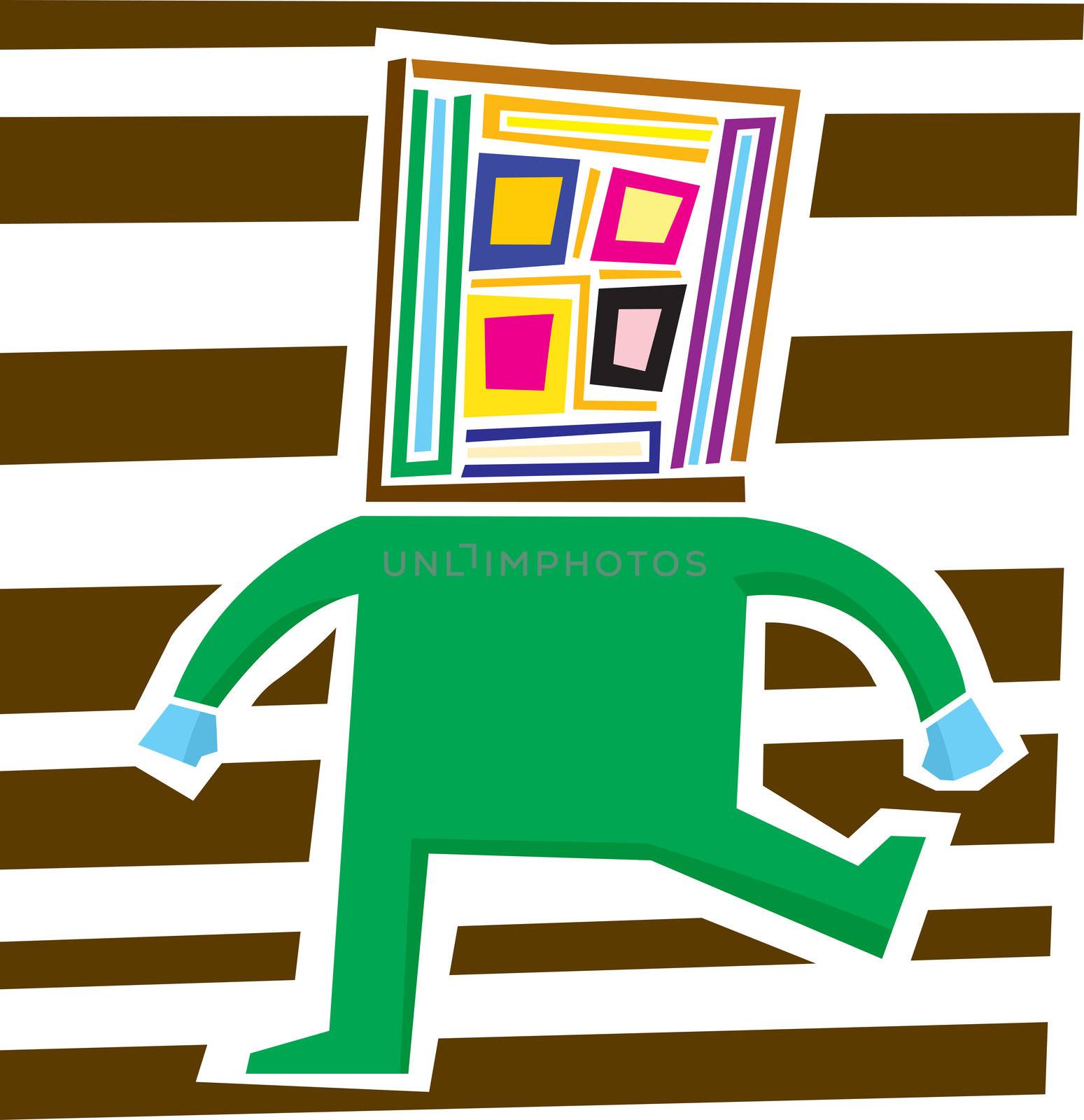 Abstract person with square head having a temper tantrum