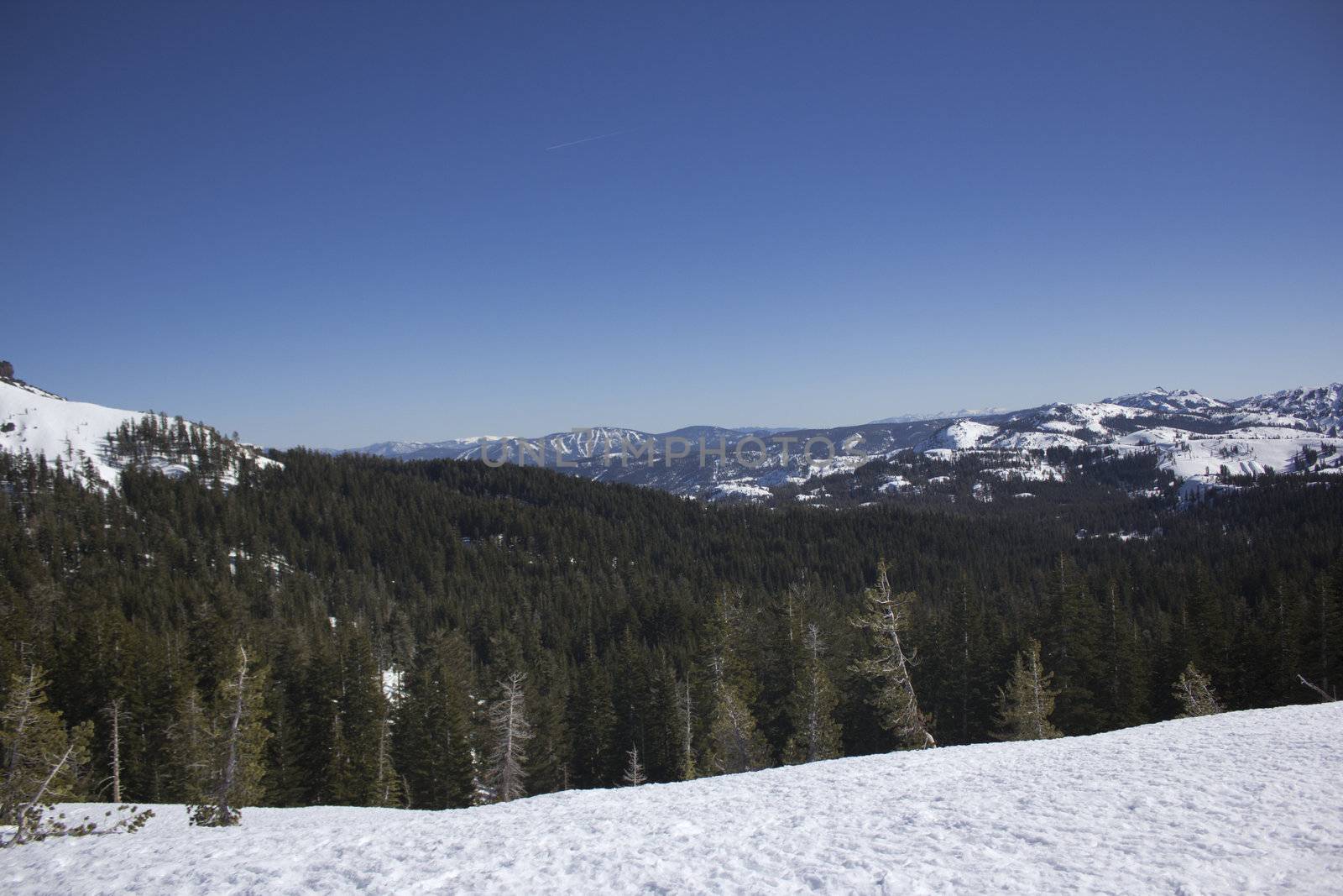 The Sierra Nevadas in the winter at Castle peak.