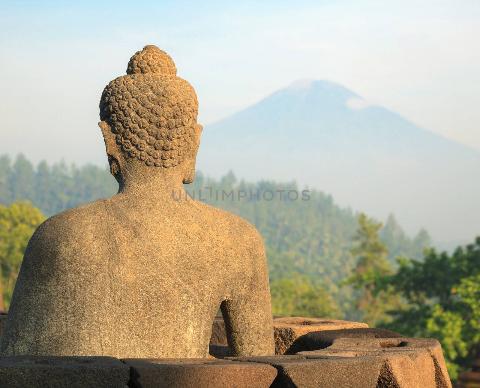 Buddha Statue at Borobudur Temple Ruin Indonesia