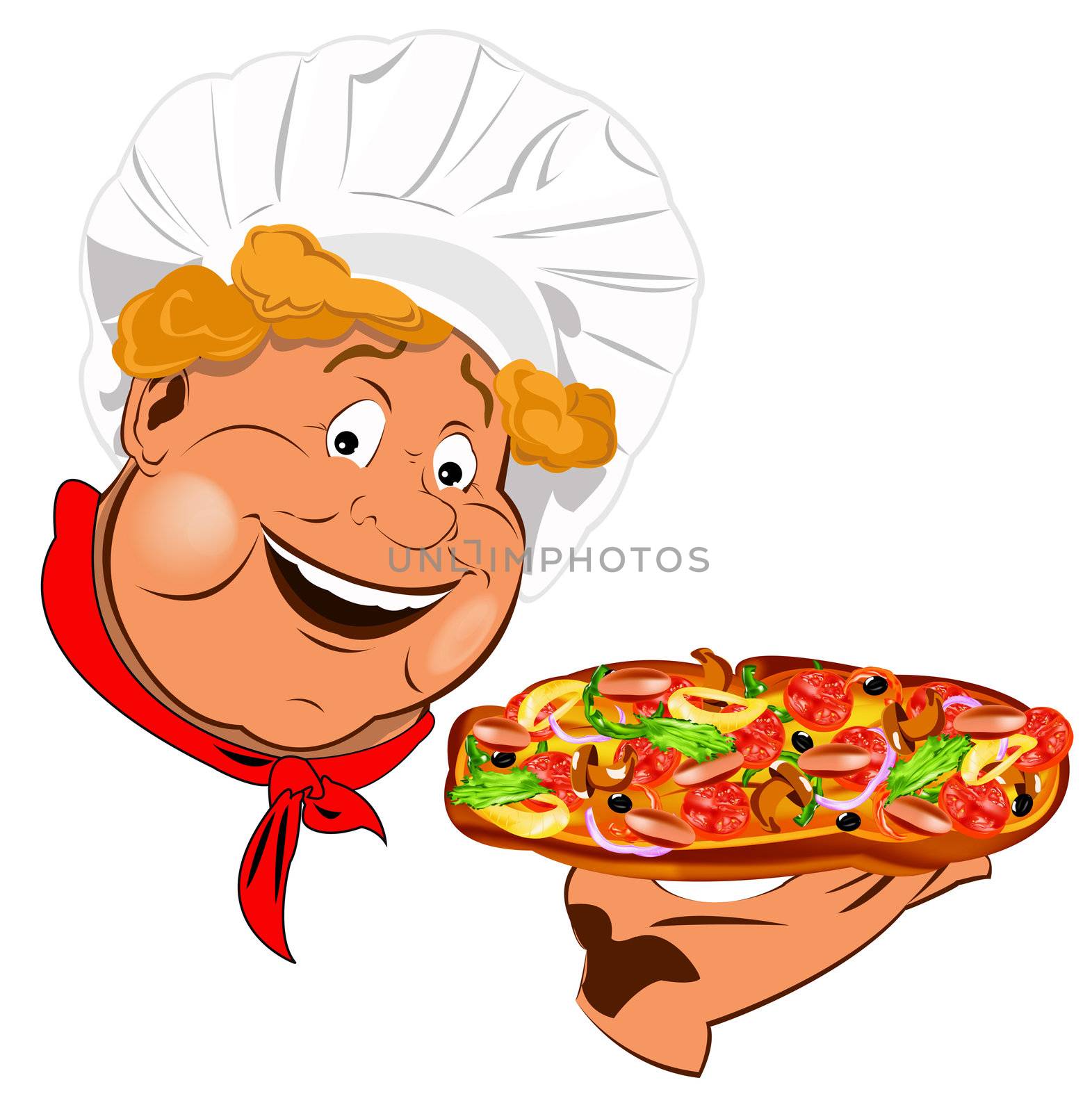 Funny Chef and best big traditional Italian pizza