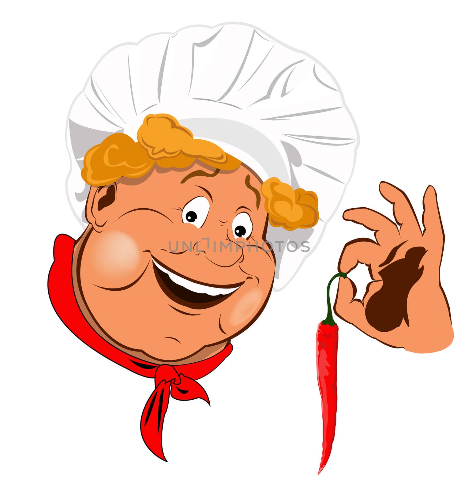 Funny Chef and  red pepper chilli