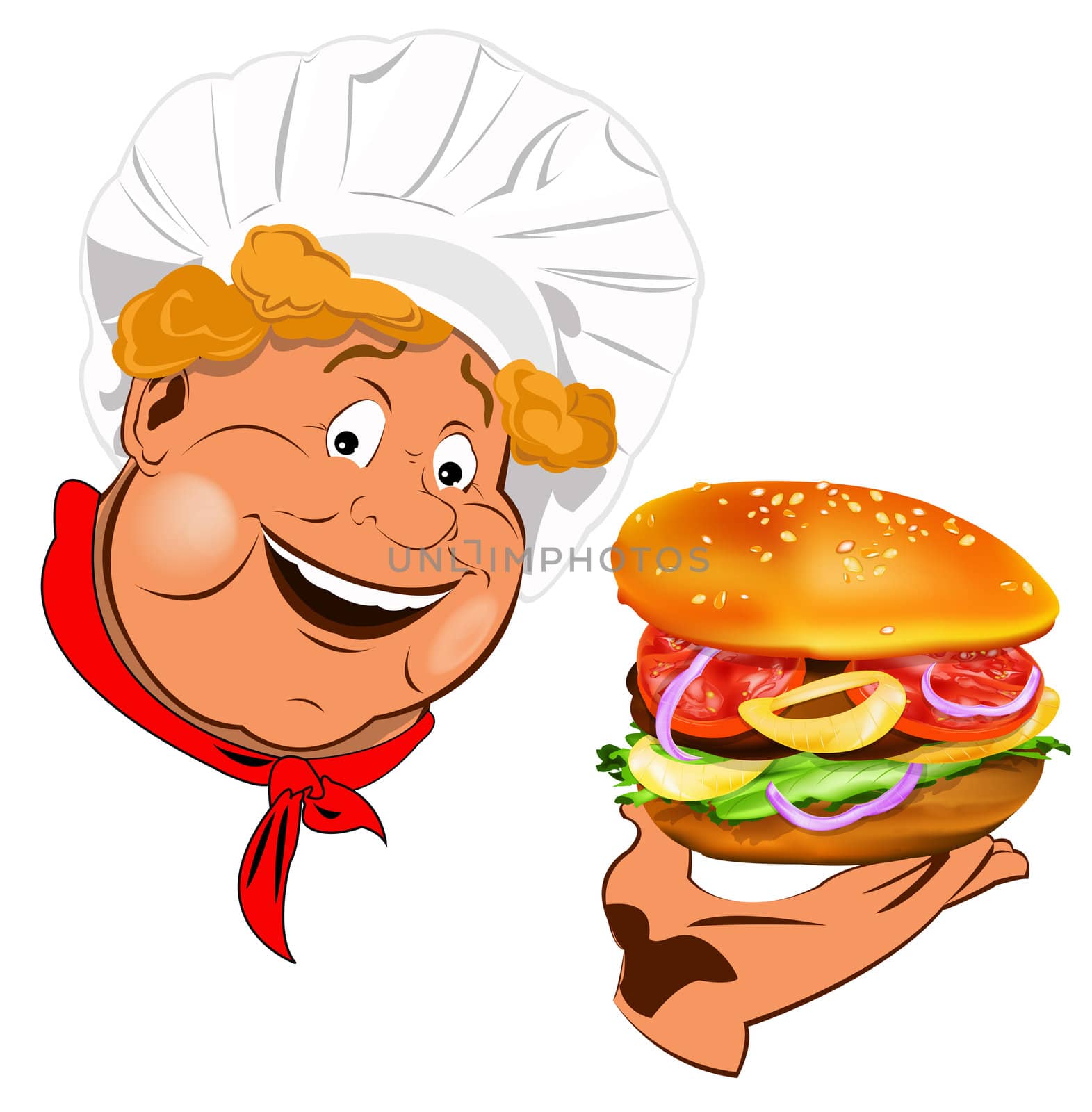 Funny Chef and best big traditional hamburger by sergey150770SV