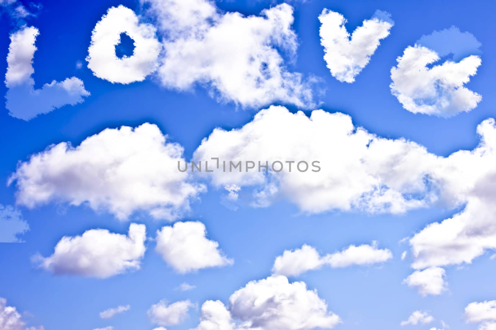 Cloudscape with the word LOVE