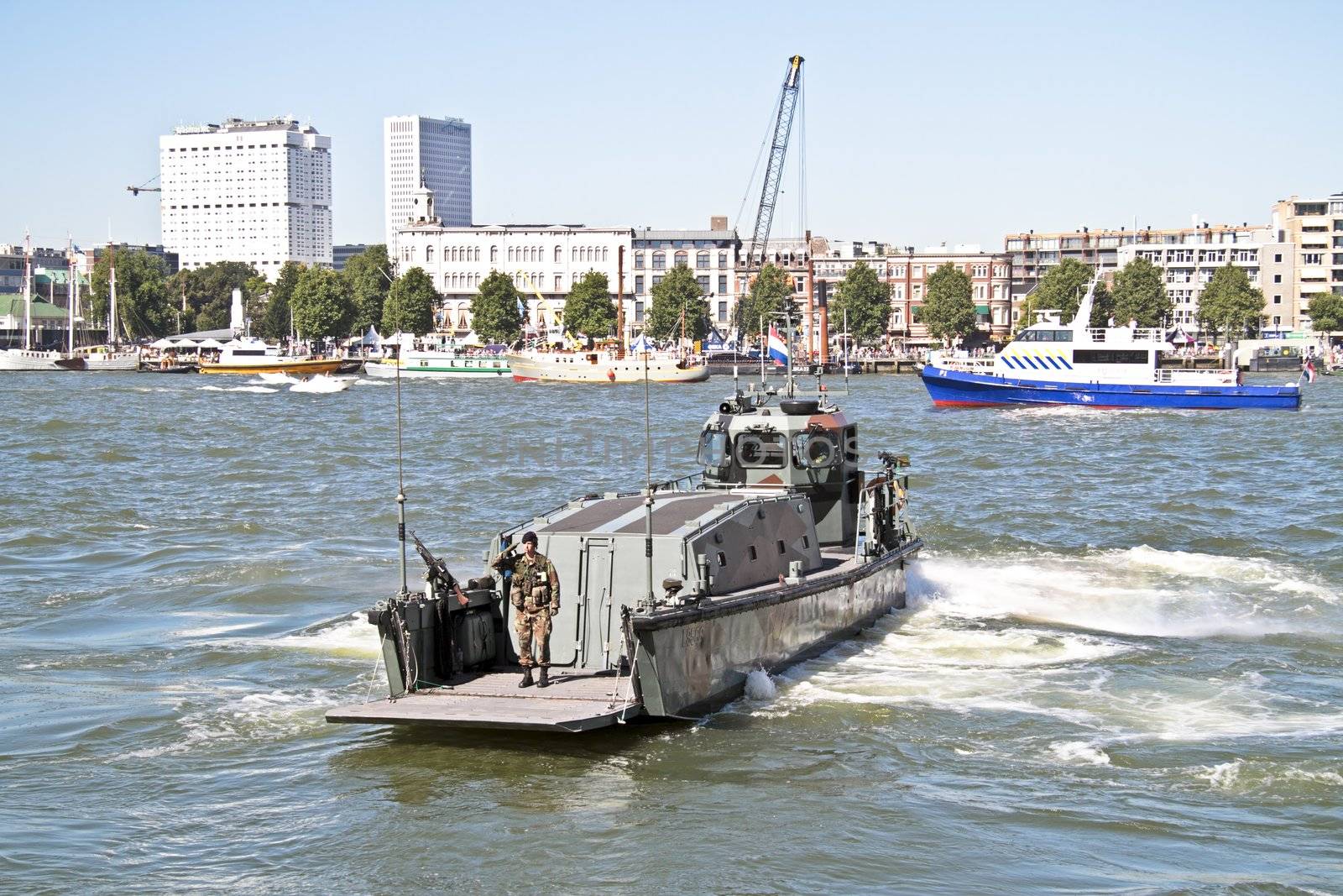 ROTTERDAM, NETHERLANDS - SEPTEMBER 09: Officer from a marine ship is saluting during the world harbor days on 9 september 2012 Rotterdam the Netherlands