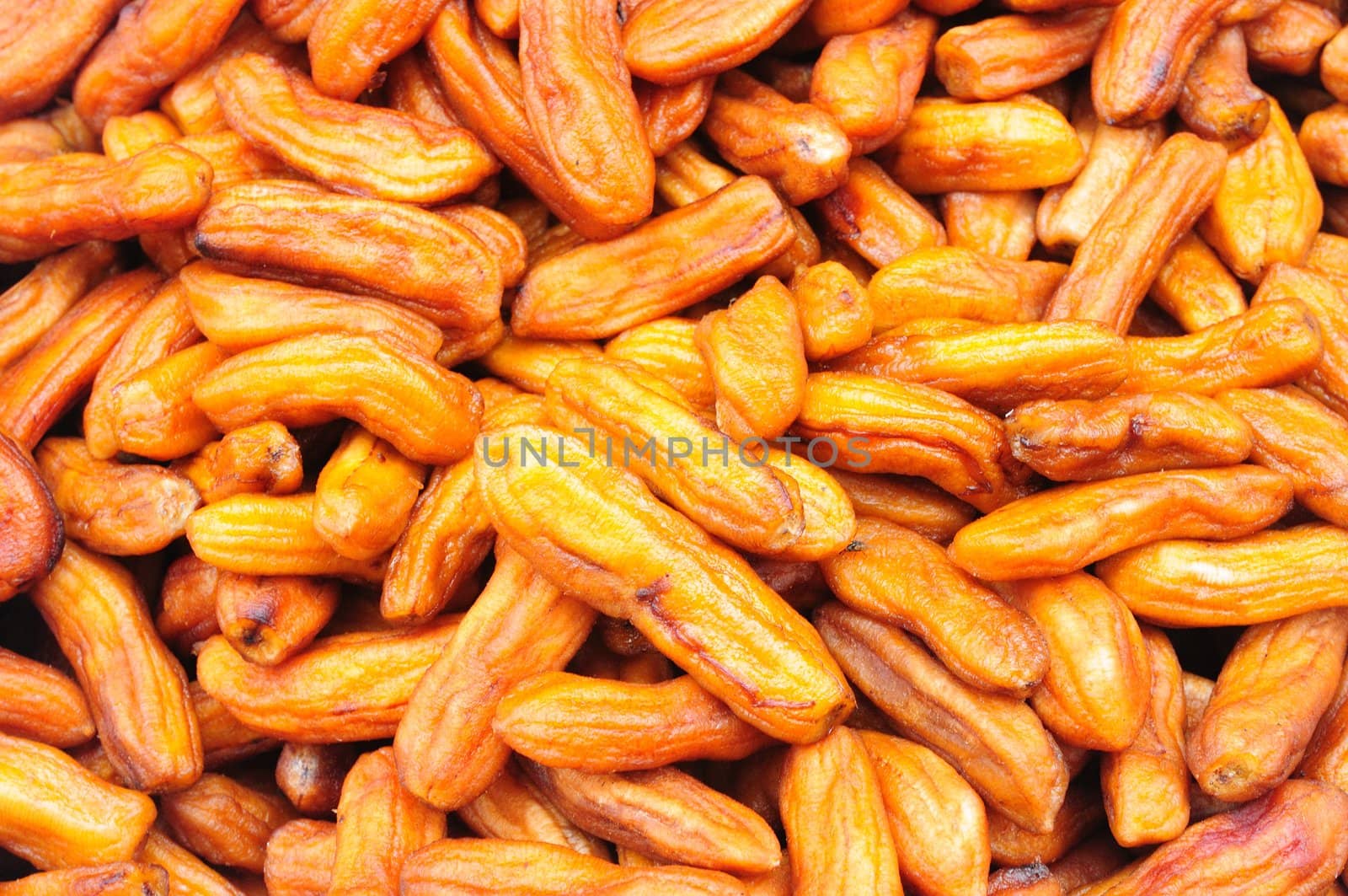 Close up image of sun dried banana