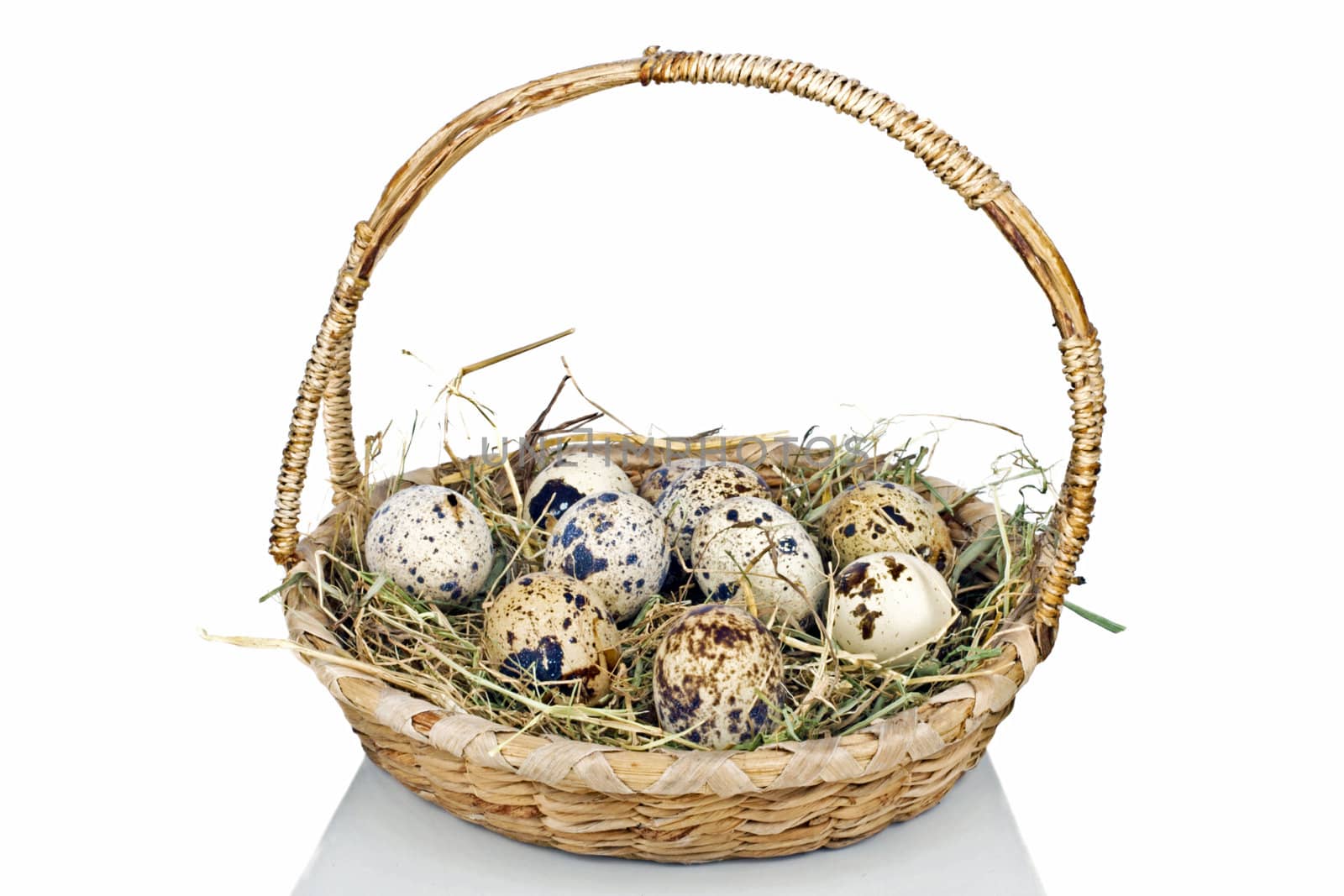 Quail eggs in a basket