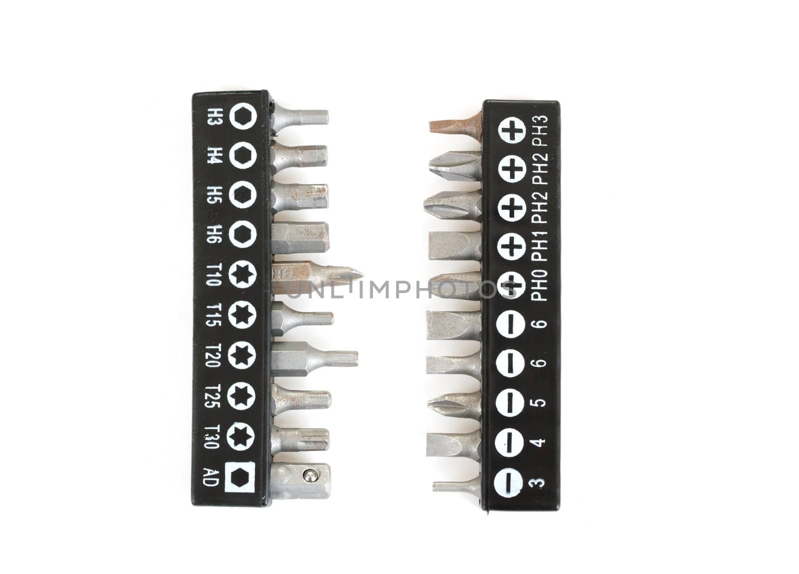 Screwdriver Bit Set isolated on White background