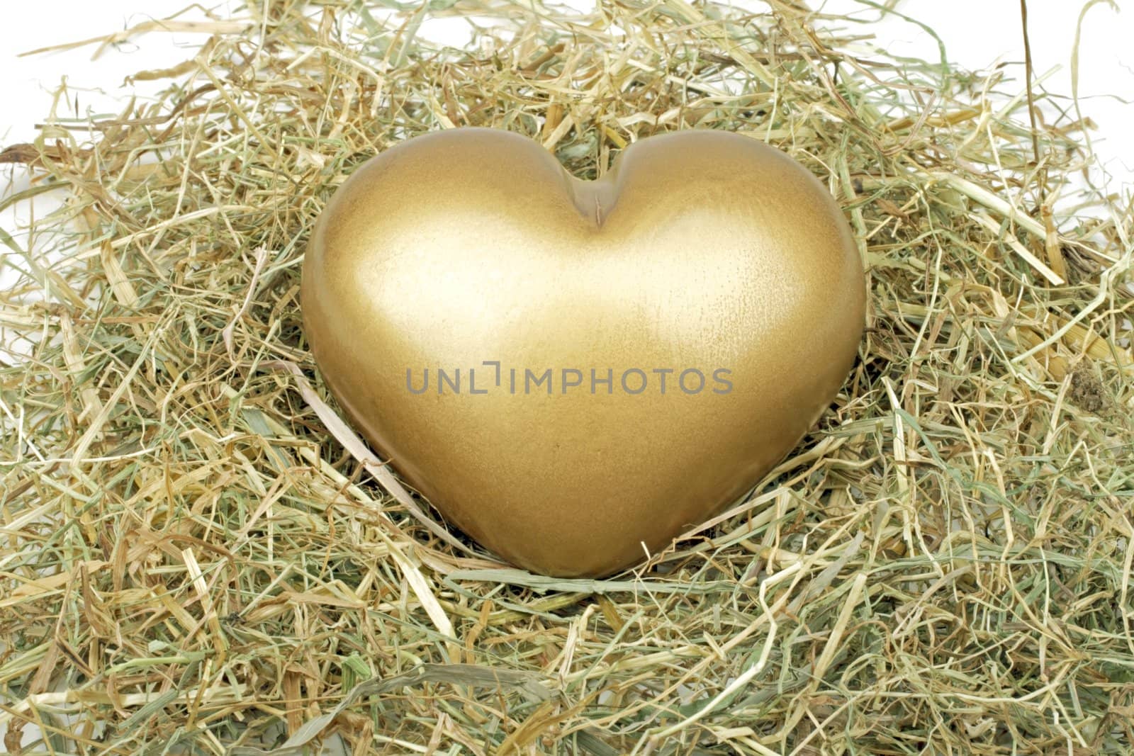 Heart from gold in straw