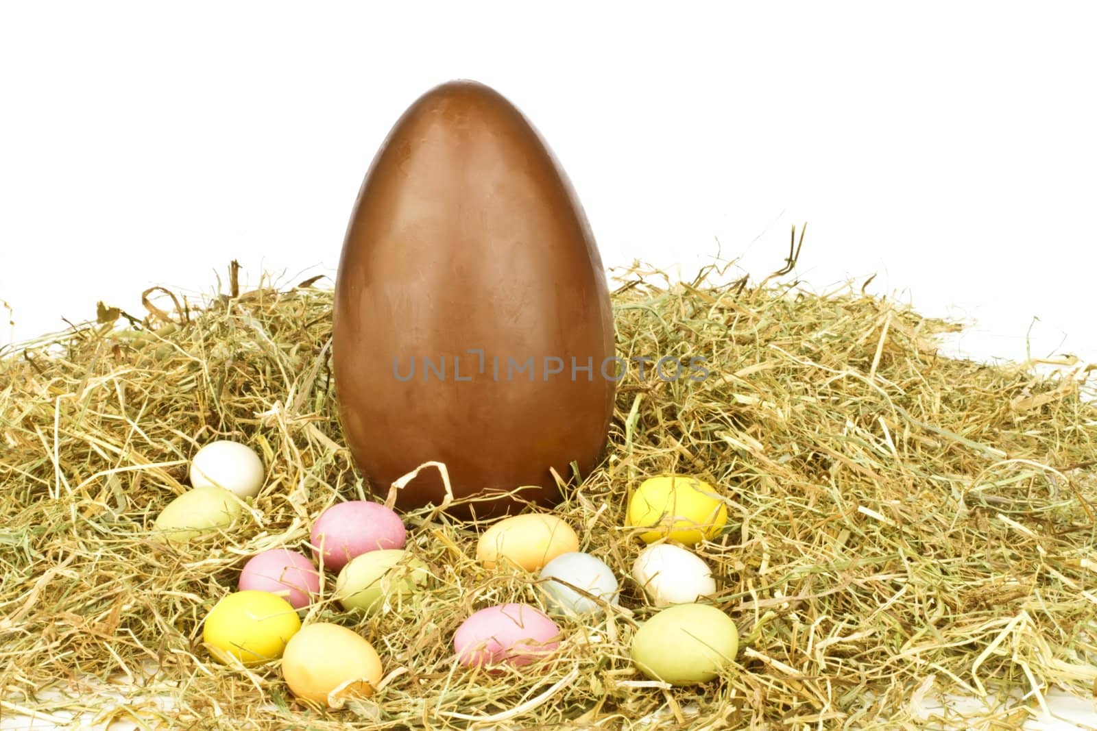 Chocolate egg in straw