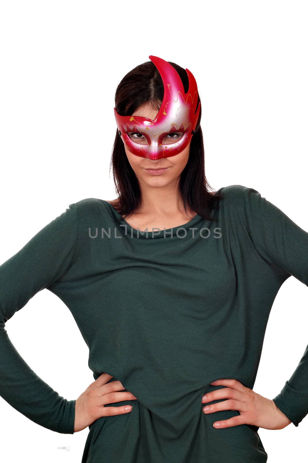 girl with mask on white 