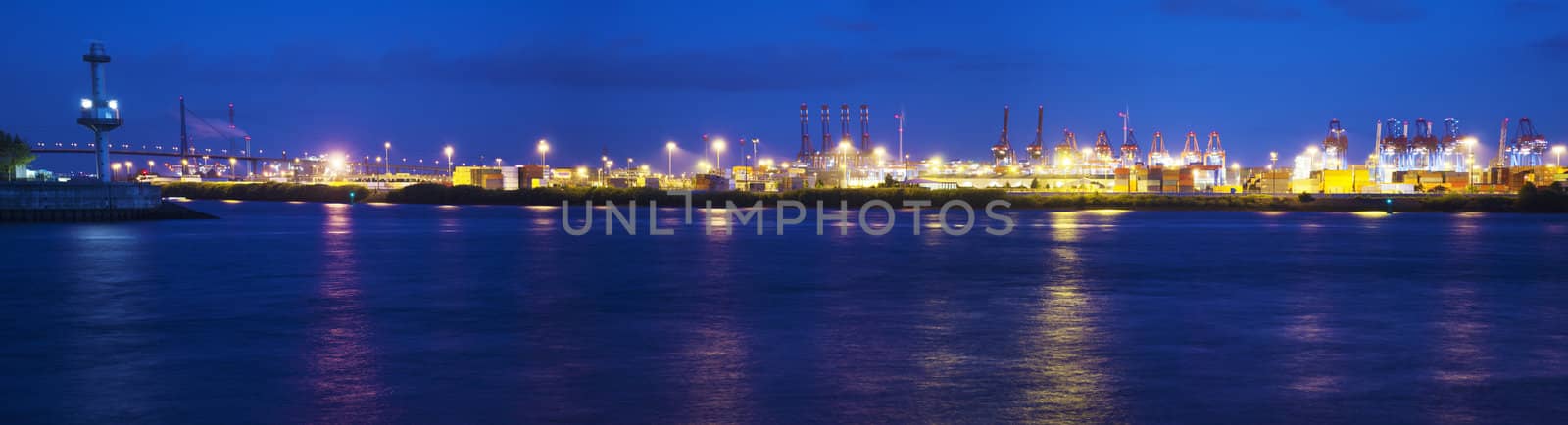 Container Terminal in the harbor of Hamburg, Germany.