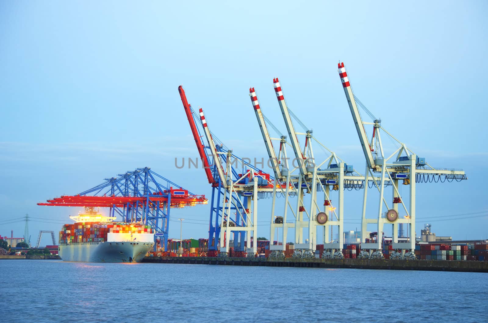 Container terminal in the harbor of Hamburg, Germany.