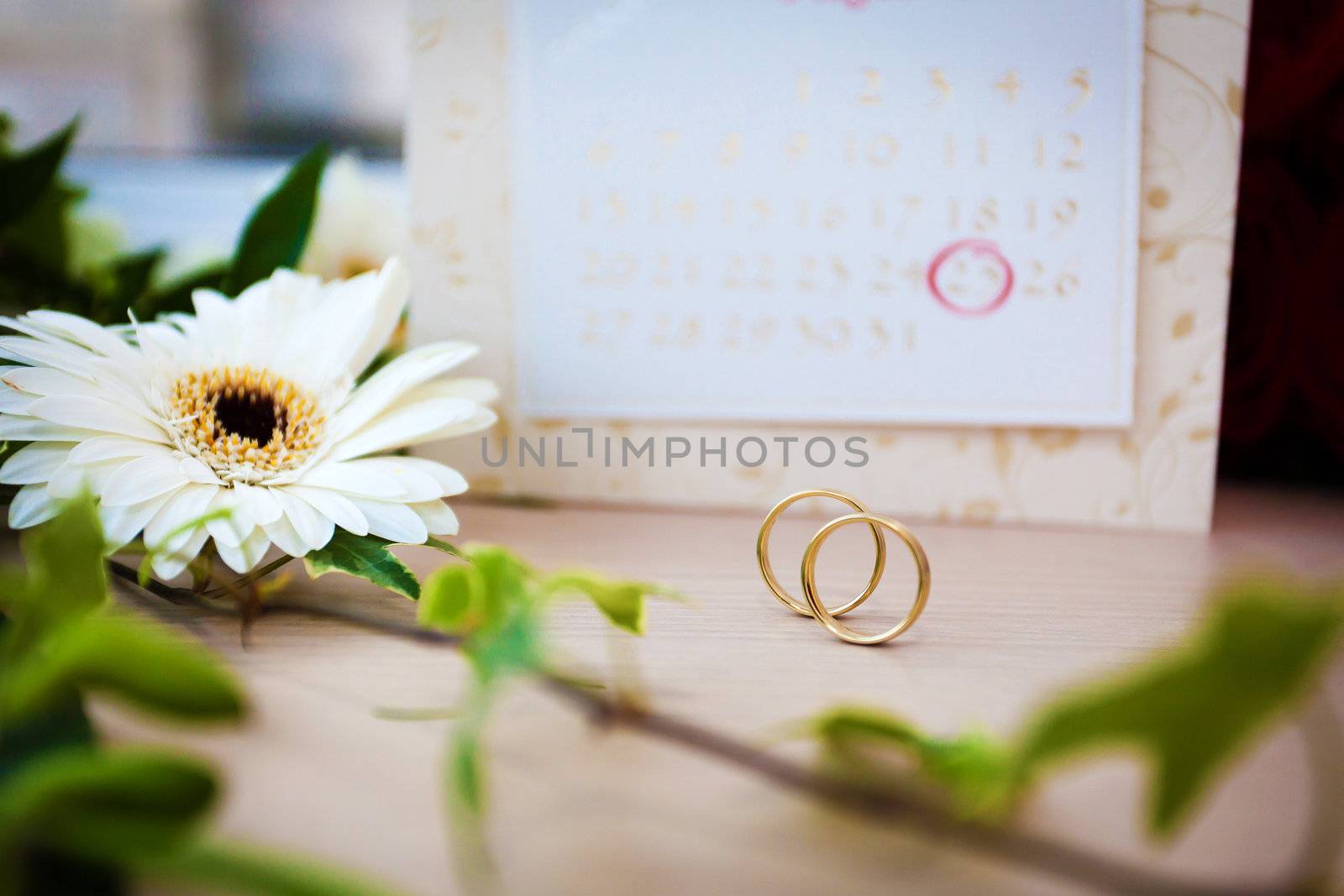 Wedding planning day - date of a wedding circled on a calendar