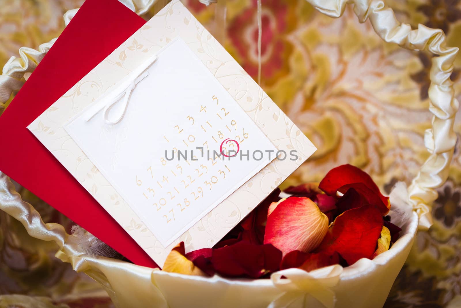 Wedding planning day - date of a wedding circled on a calendar