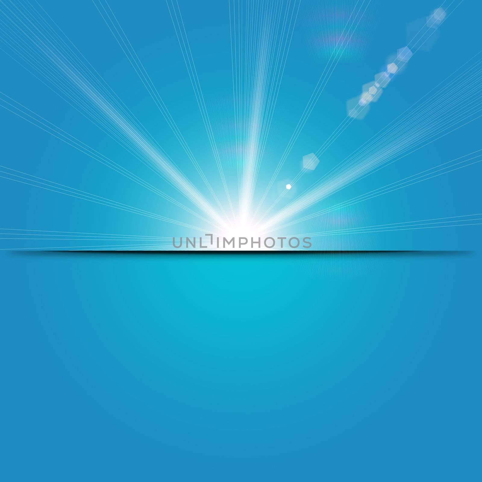 Blue sunny spring background with place for text 