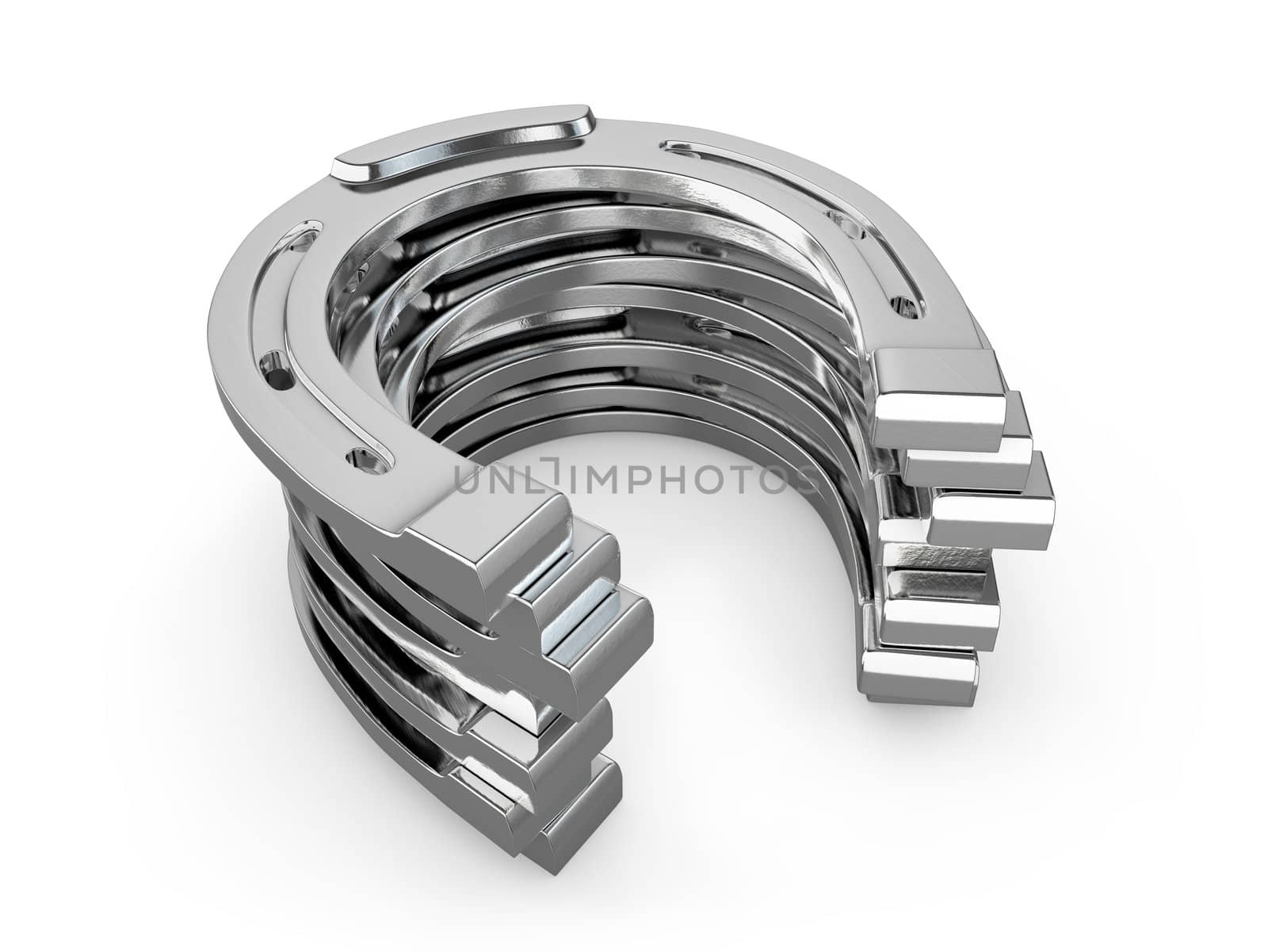 Few silver horseshoes isolated on white background