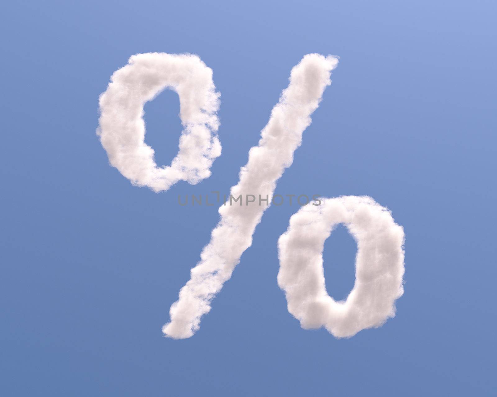 Percent shape clouds, isolated on white background